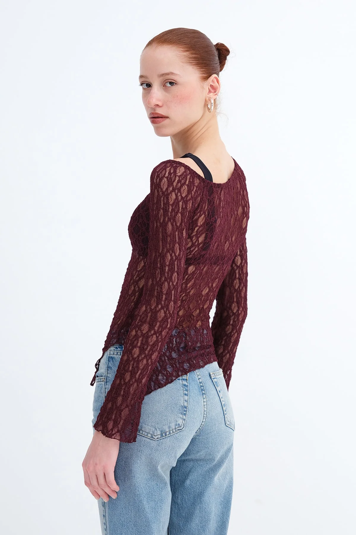 Asymmetric Cut Lace Blouse - Image 11