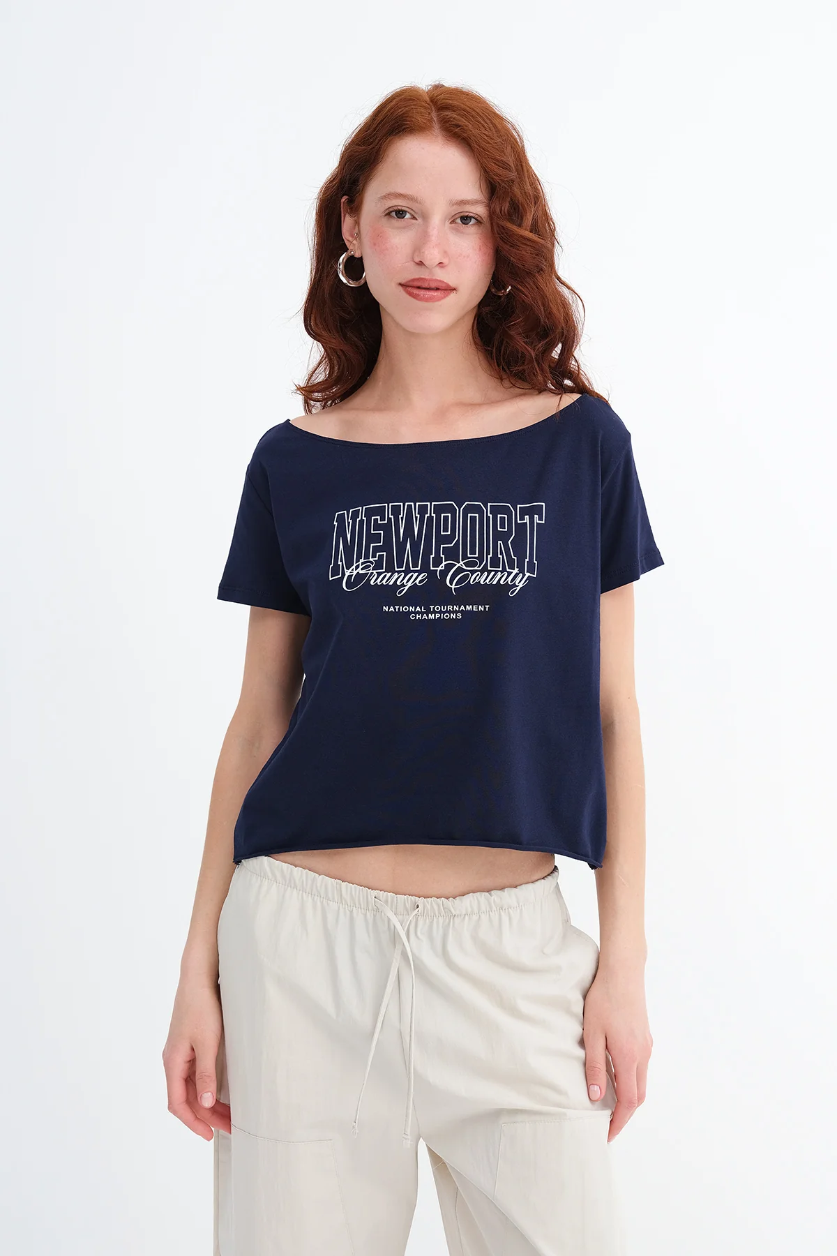 Boat Neck Printed T-Shirt - Image 11