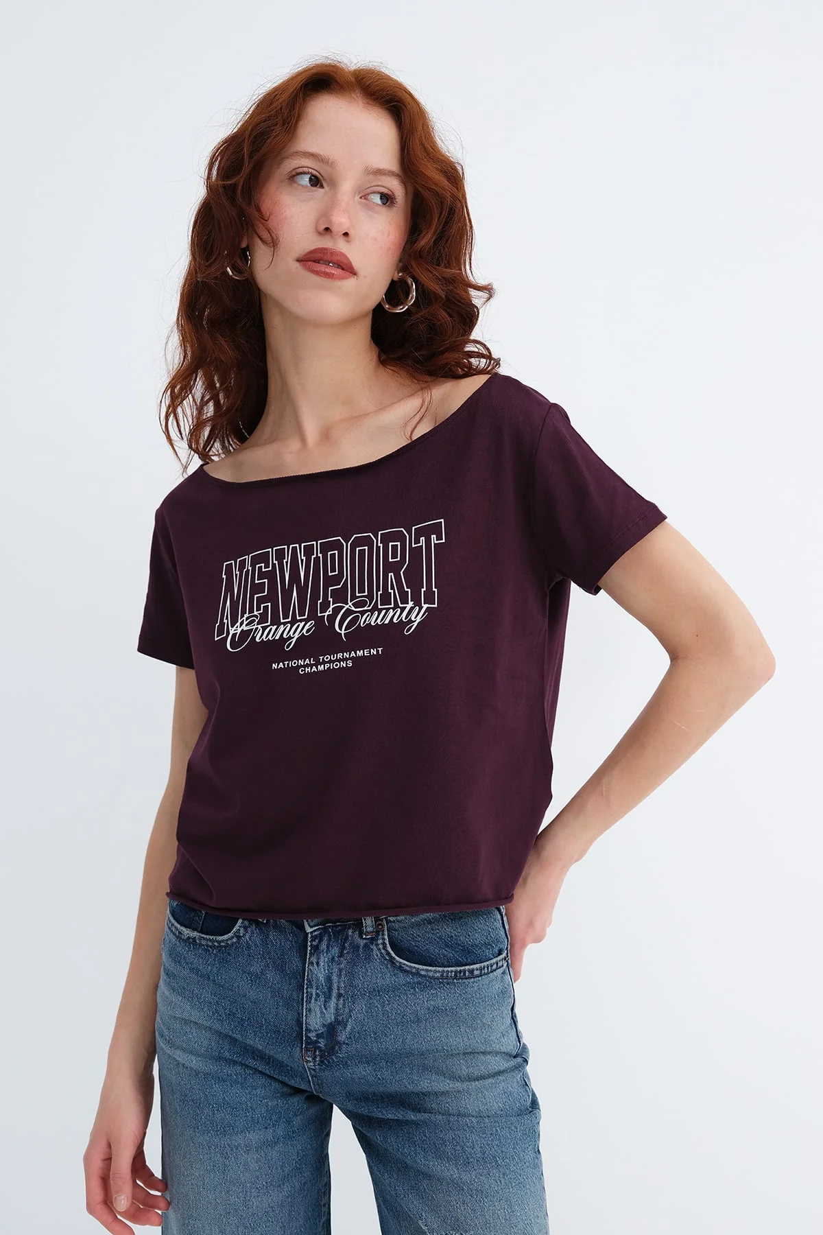 Boat Neck Printed T-Shirt - Image 16