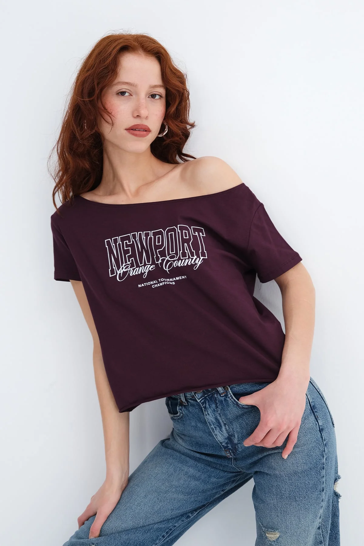Boat Neck Printed T-Shirt - Image 2