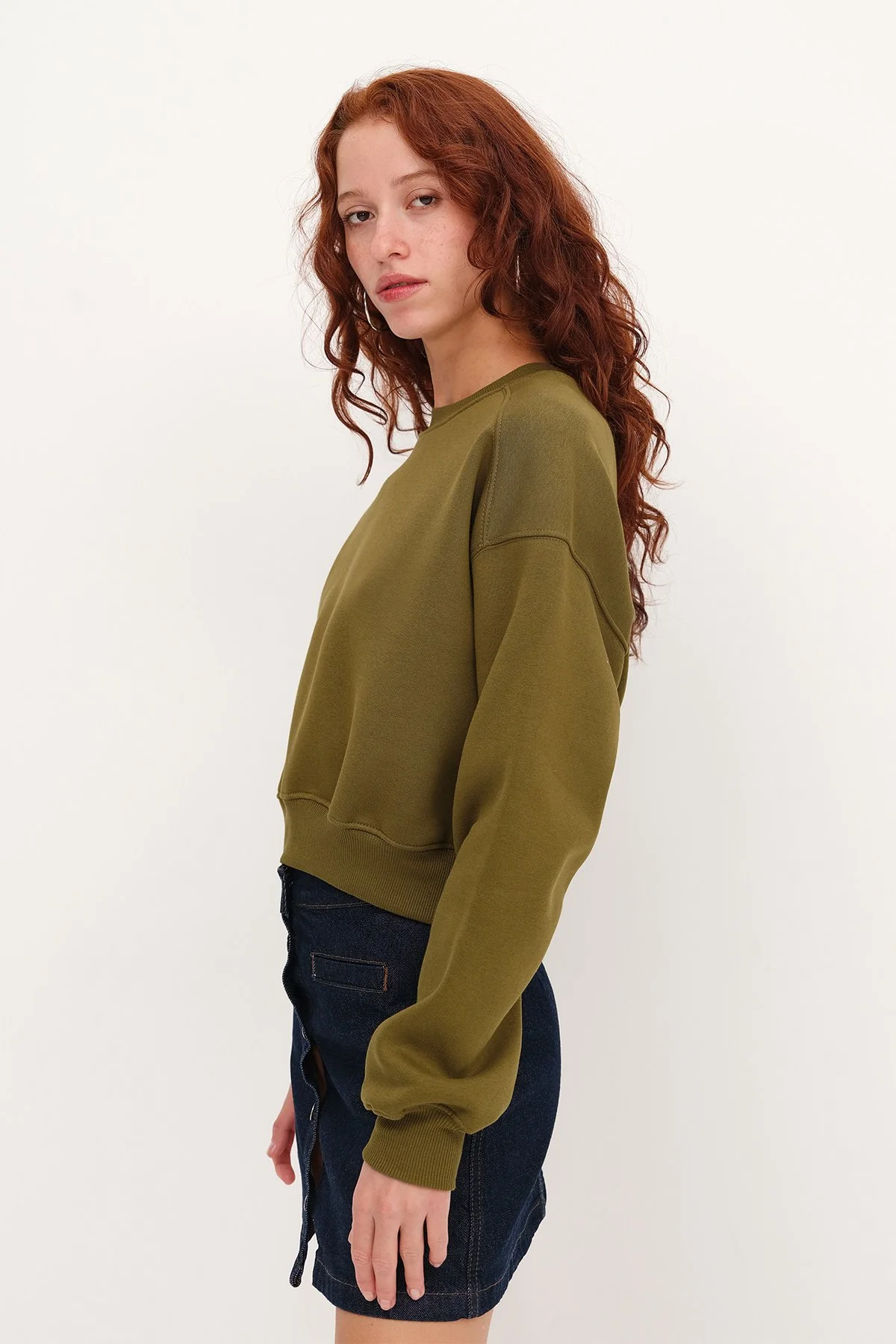 Brushed Crew Neck Basic Sweatshirt - Image 43