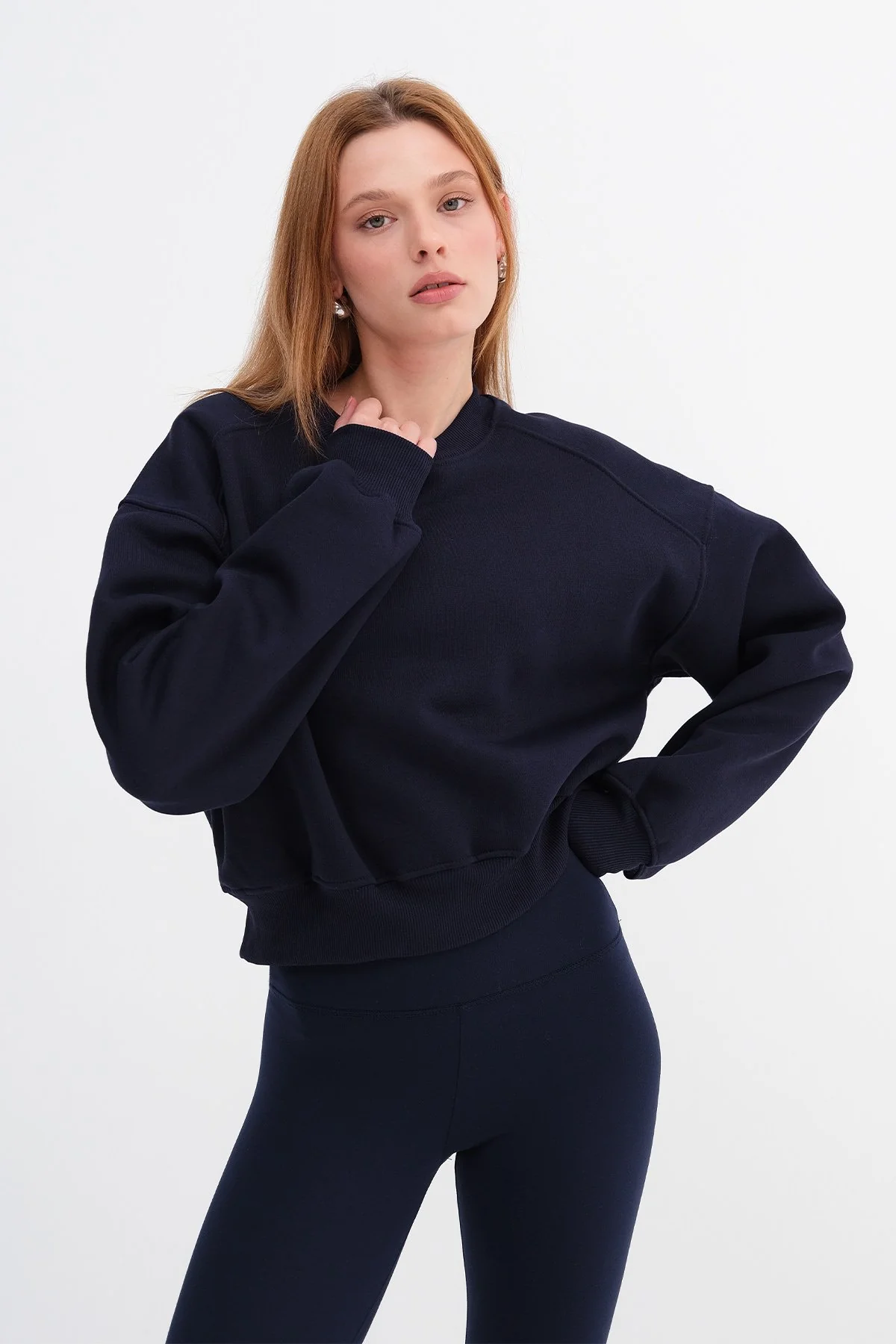 Brushed Crew Neck Basic Sweatshirt - Image 74