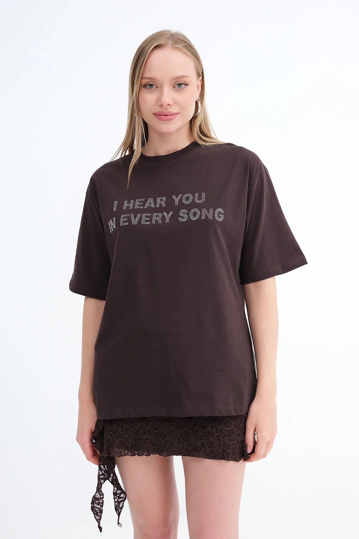 Crew Neck Stone-Embellished T-shirt - Image 10