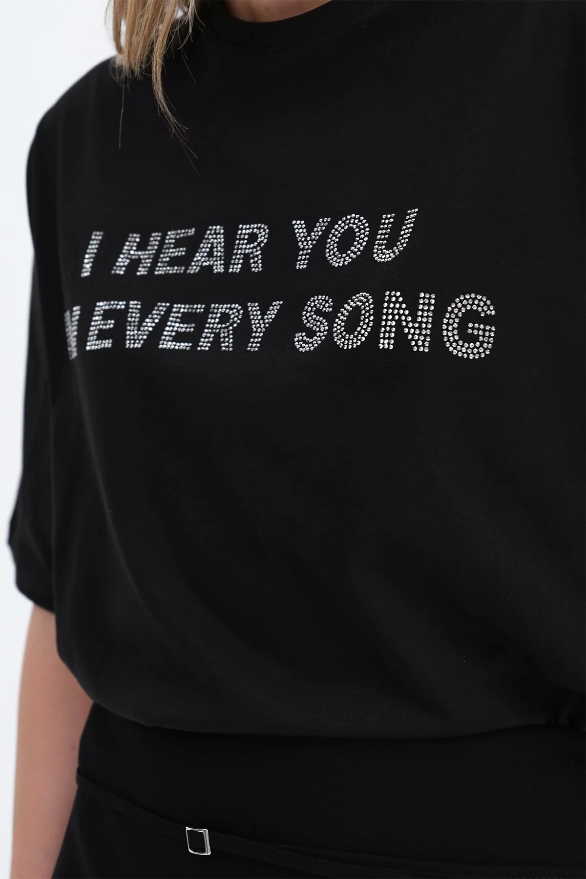 Crew Neck Stone-Embellished T-shirt - Image 11