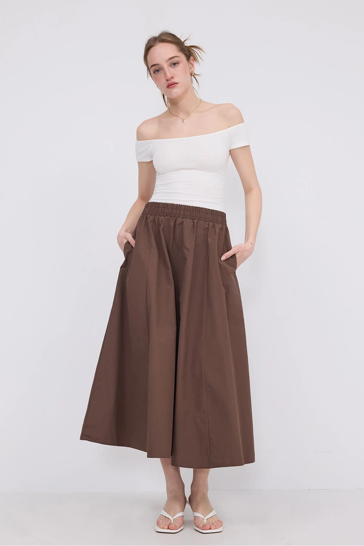 Elastic Waist Long Skirt - Image 18