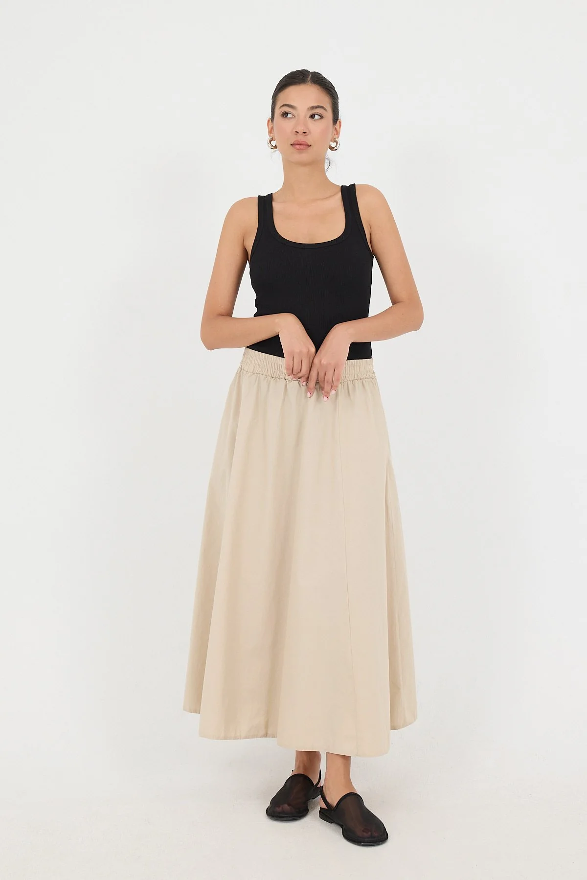 Elastic Waist Long Skirt - Image 35