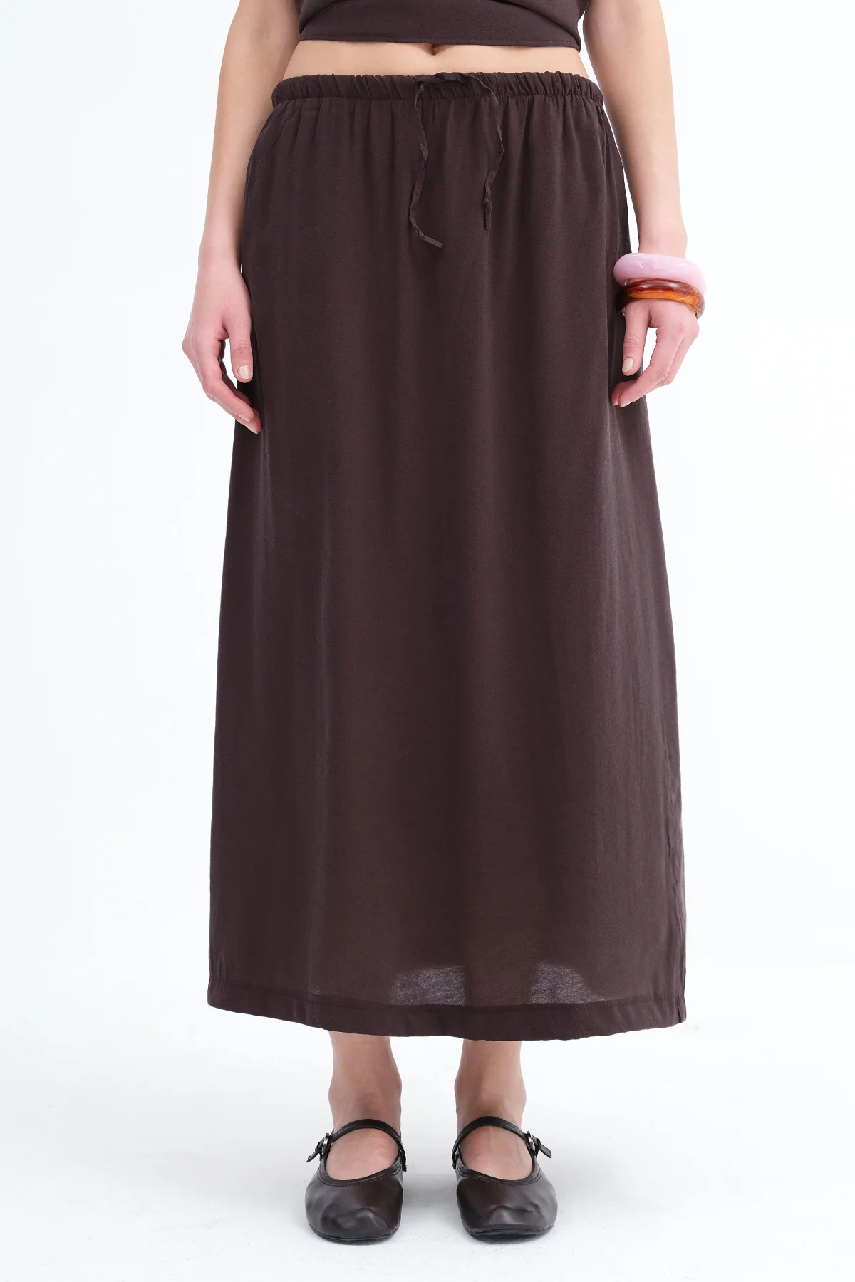 Elastic Waist Long Skirt - Image 3