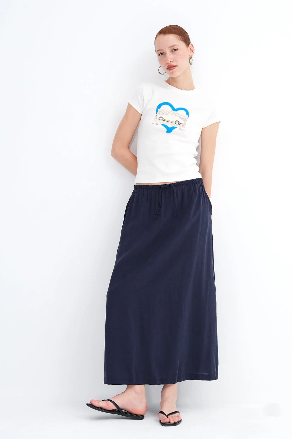 Elastic Waist Long Skirt - Image 4