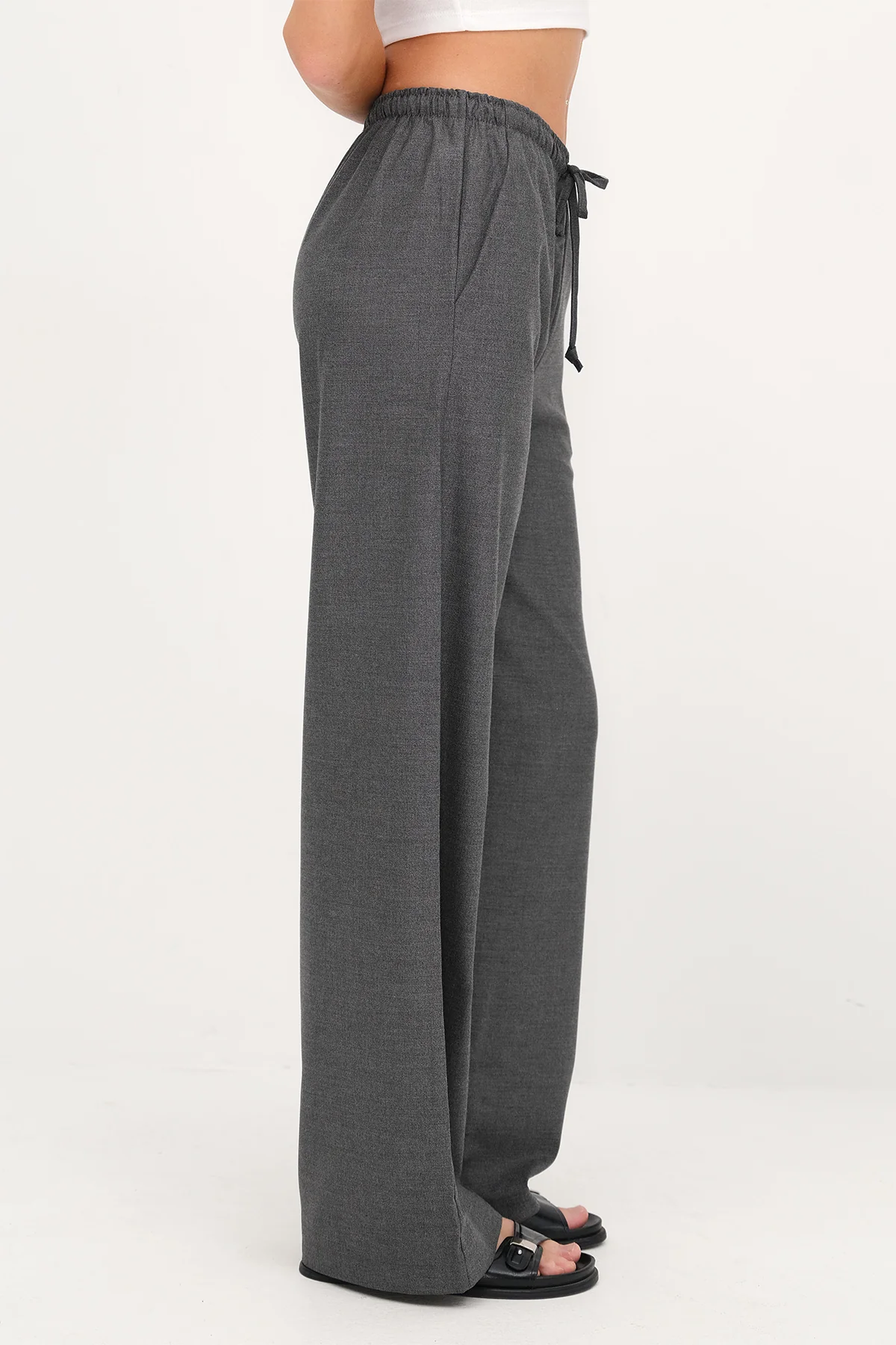 Elastic Waist Wide Leg Trousers - Image 9