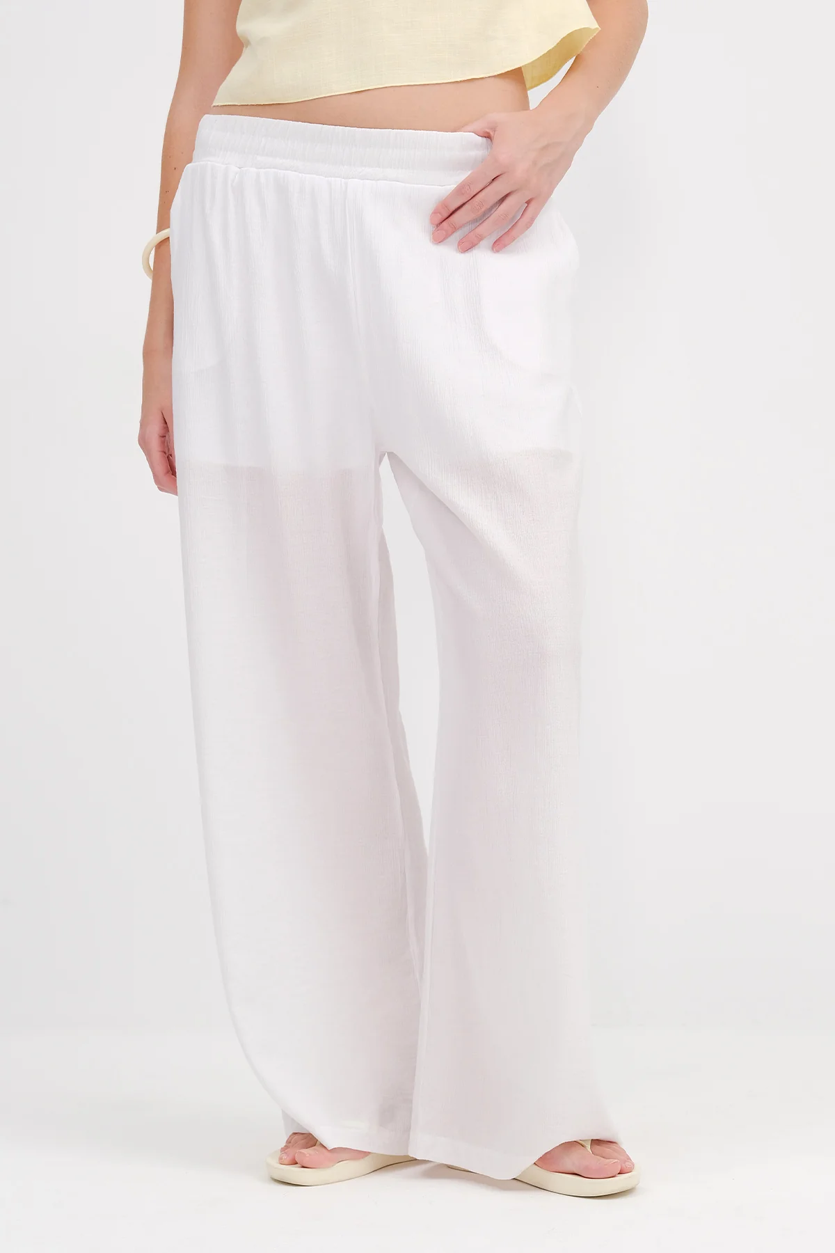 Elastic Waist Wide Leg Trousers - Image 2