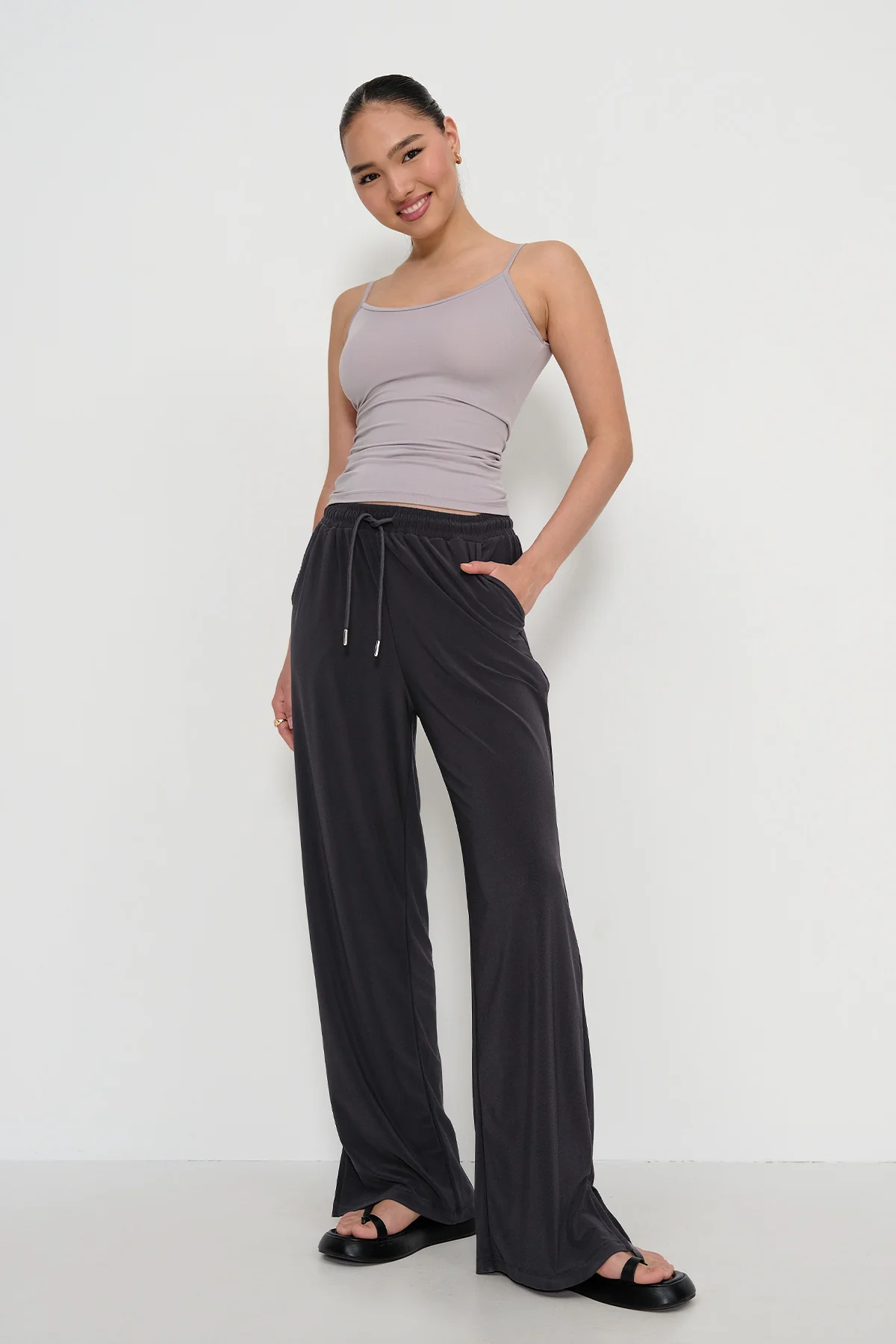 Elastic Waist Wide Leg Trousers - Image 13
