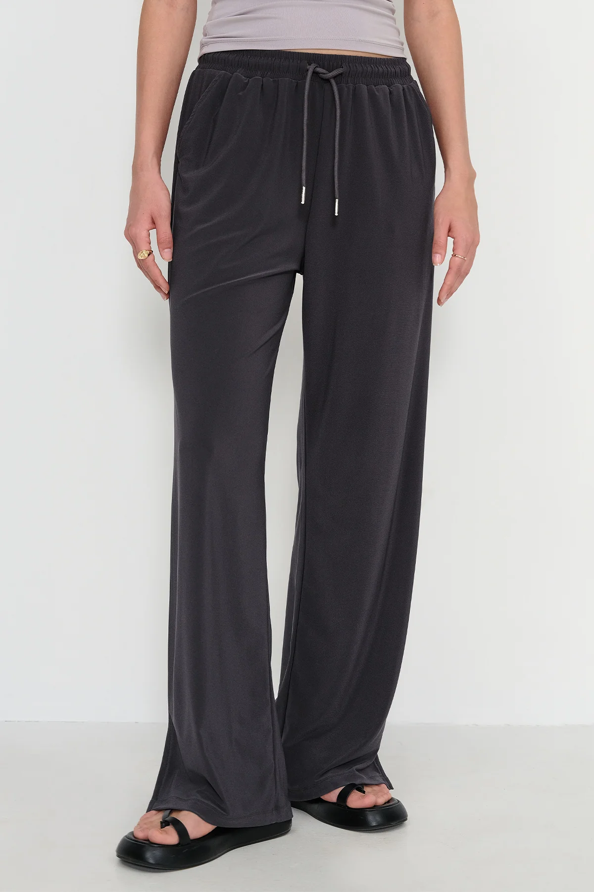 Elastic Waist Wide Leg Trousers - Image 14