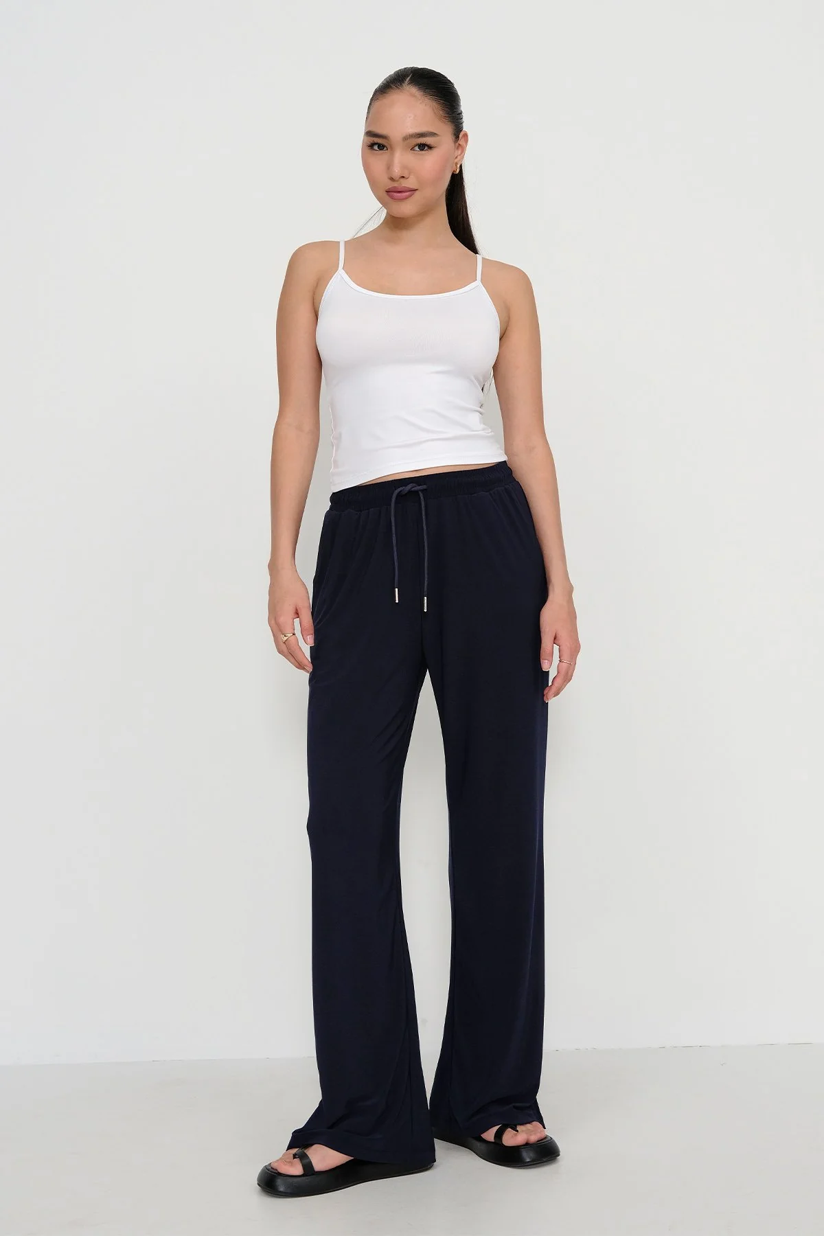 Elastic Waist Wide Leg Trousers - Image 19