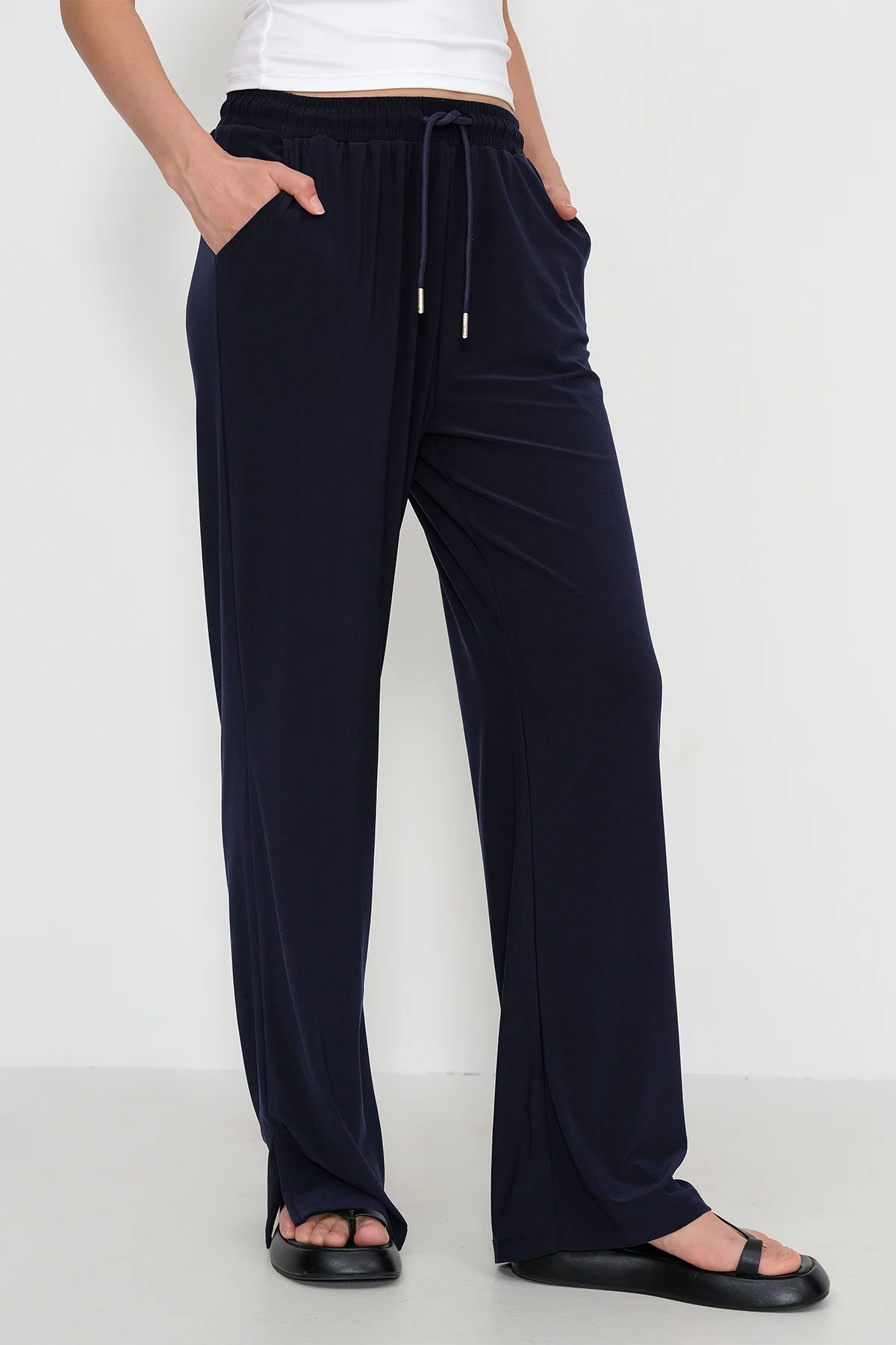 Elastic Waist Wide Leg Trousers - Image 20