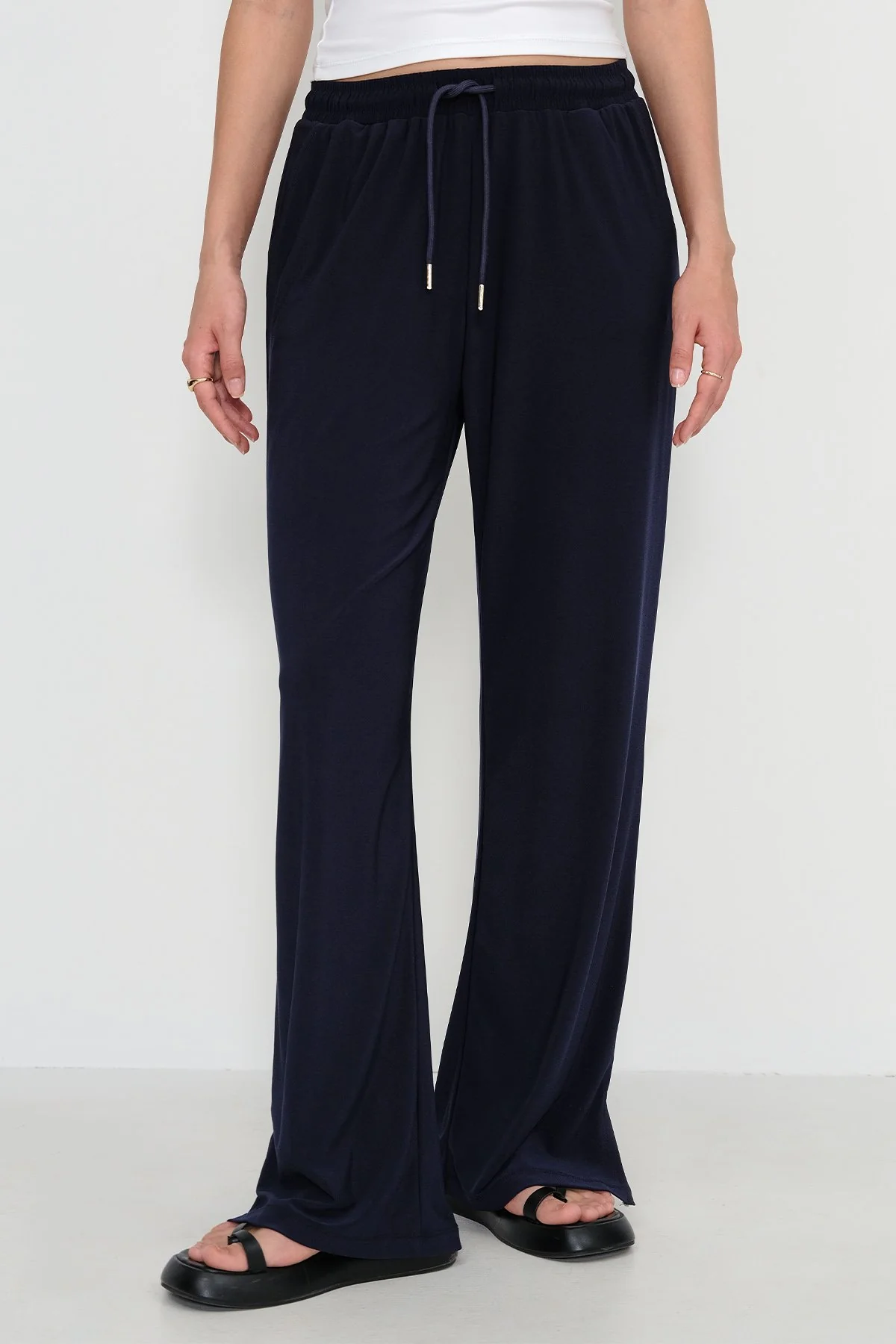 Elastic Waist Wide Leg Trousers - Image 24