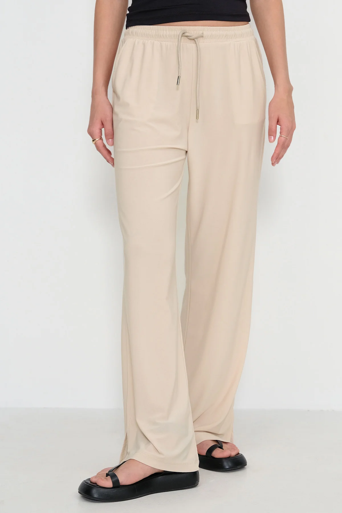 Elastic Waist Wide Leg Trousers - Image 26