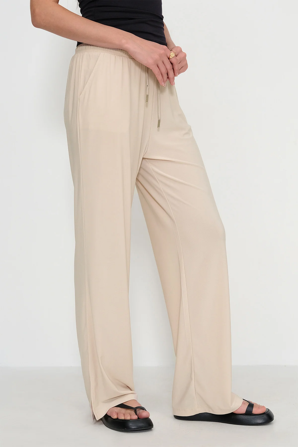 Elastic Waist Wide Leg Trousers - Image 30
