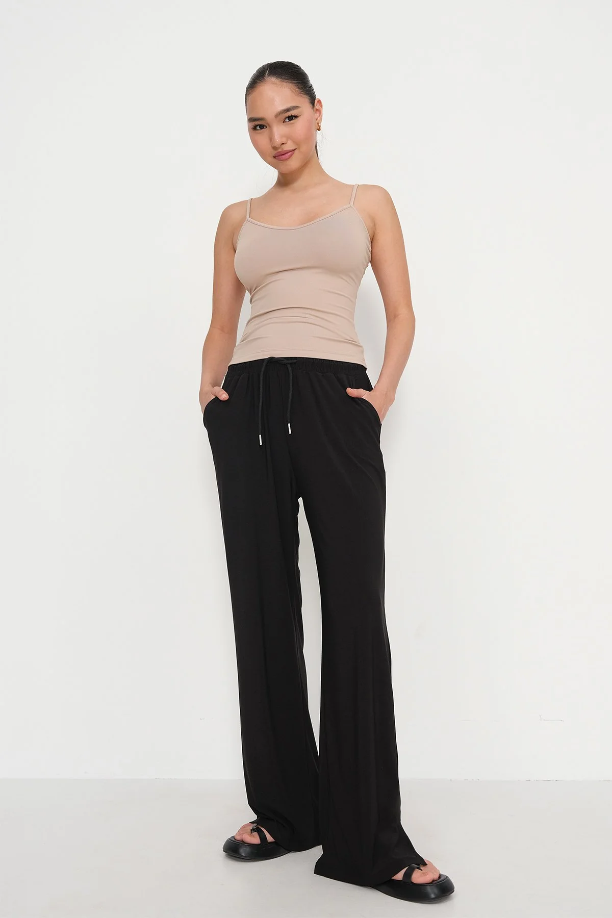 Elastic Waist Wide Leg Trousers - Image 31