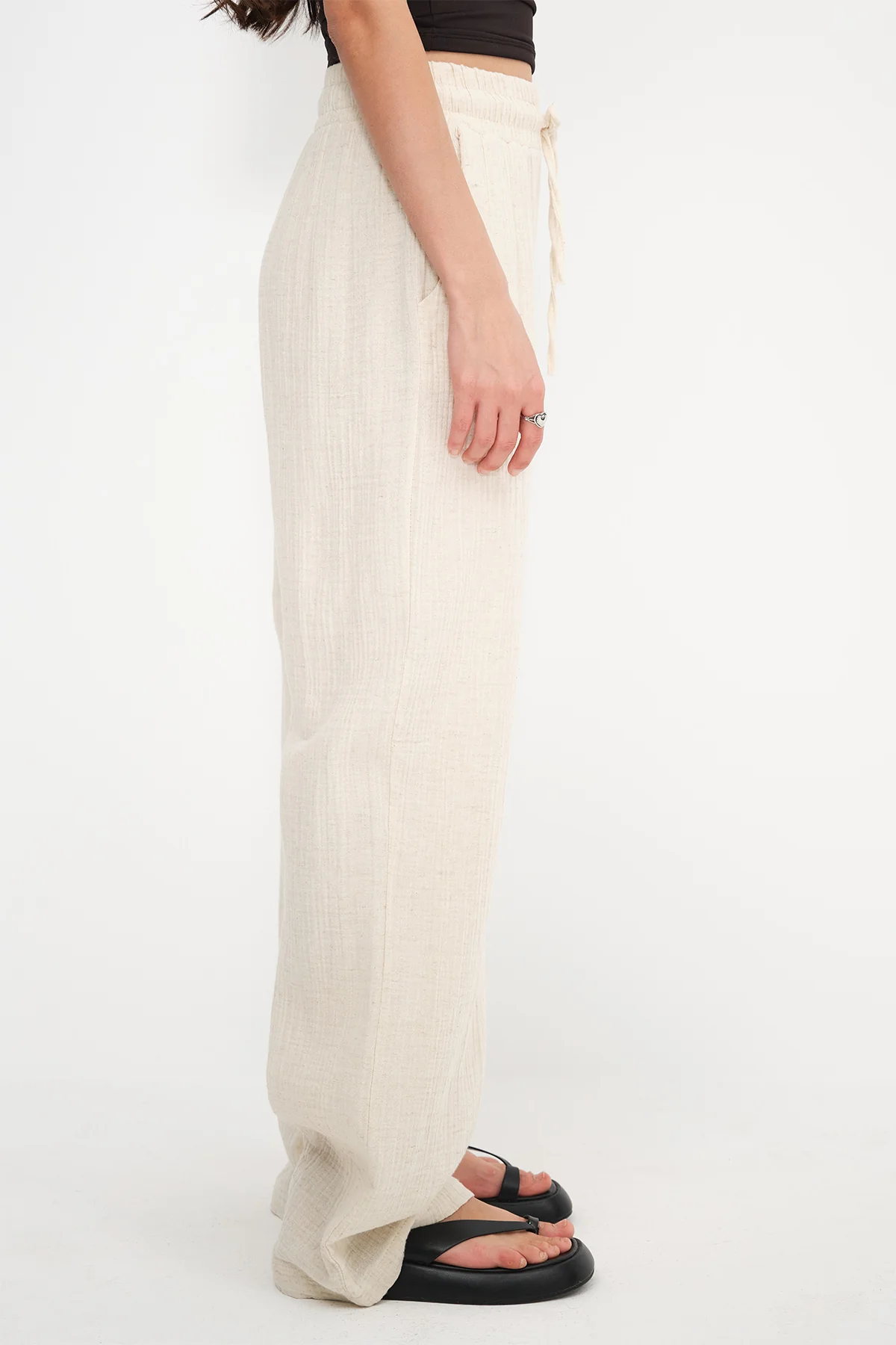 Elastic Waist Wide Leg Trousers - Image 3
