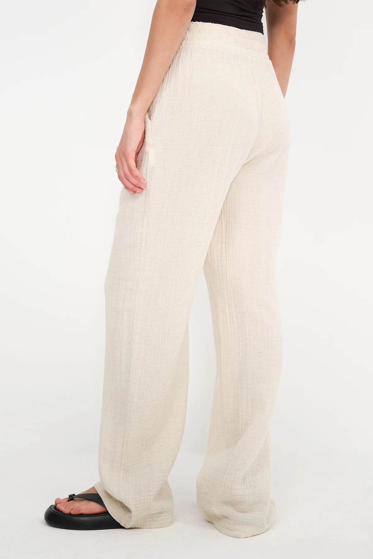 Elastic Waist Wide Leg Trousers - Image 4
