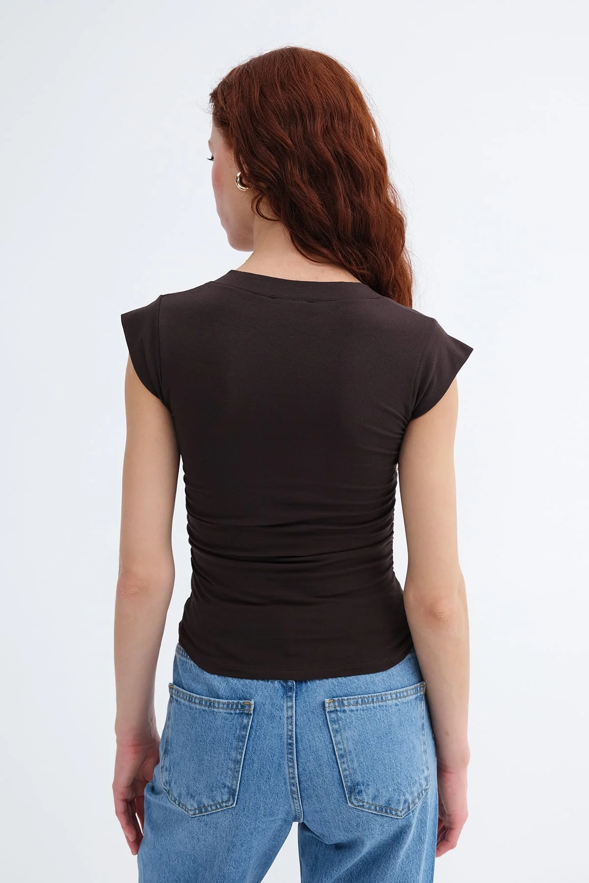Gathered Sides V-Neck T-Shirt - Image 22