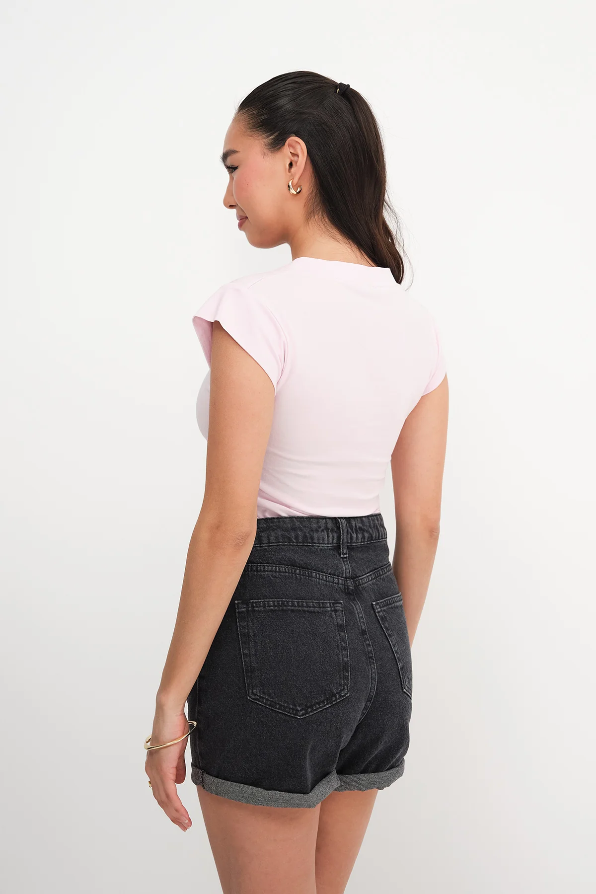Gathered Sides V-Neck T-Shirt - Image 29