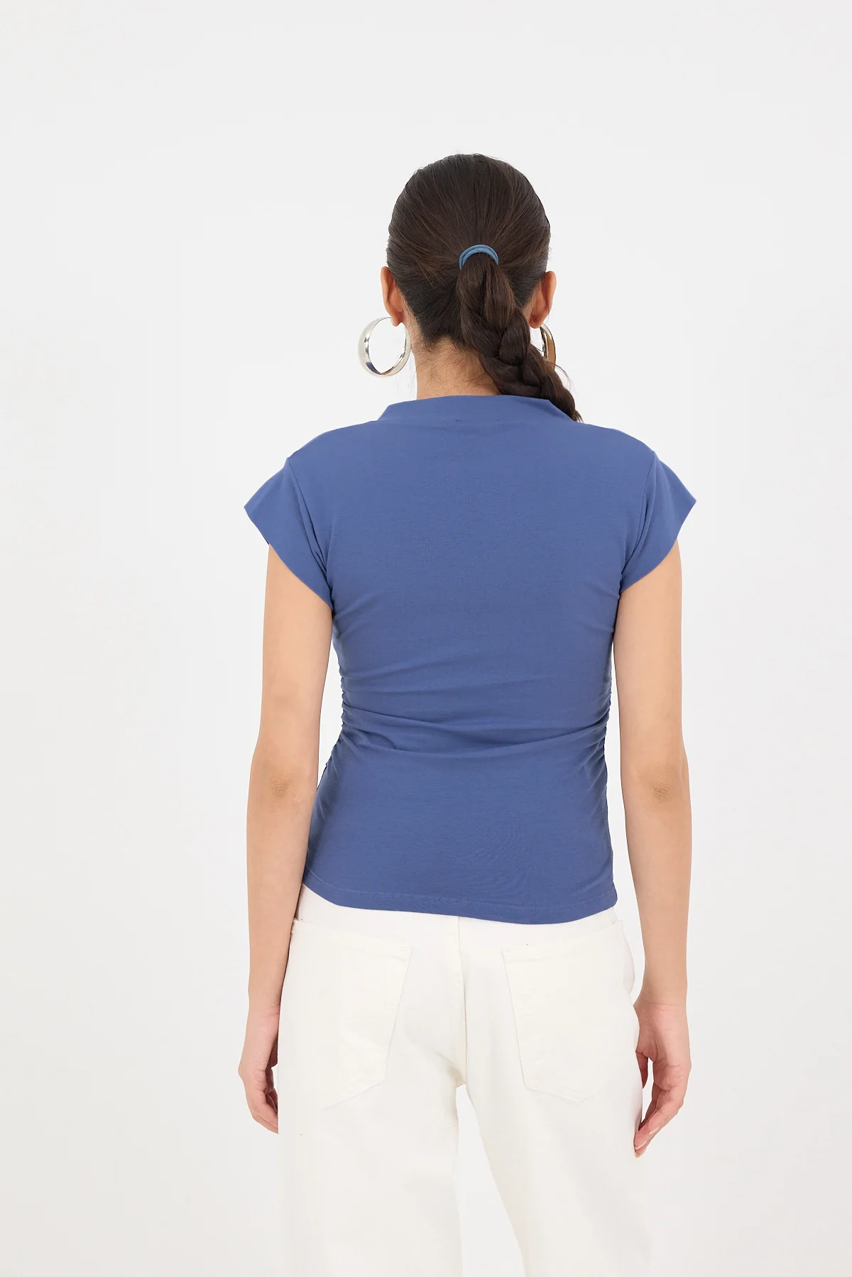 Gathered Sides V-Neck T-Shirt - Image 44