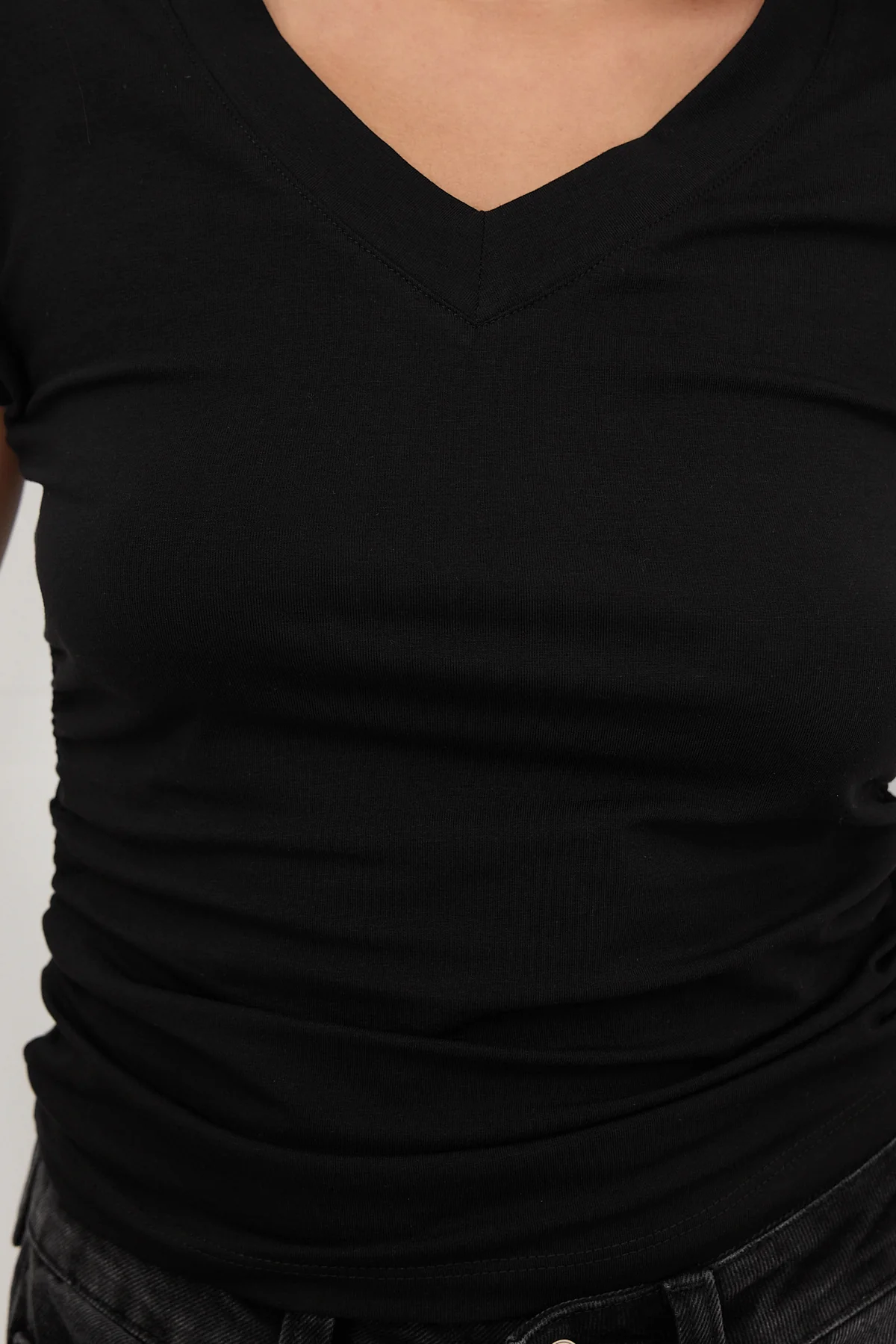 Gathered Sides V-Neck T-Shirt - Image 48