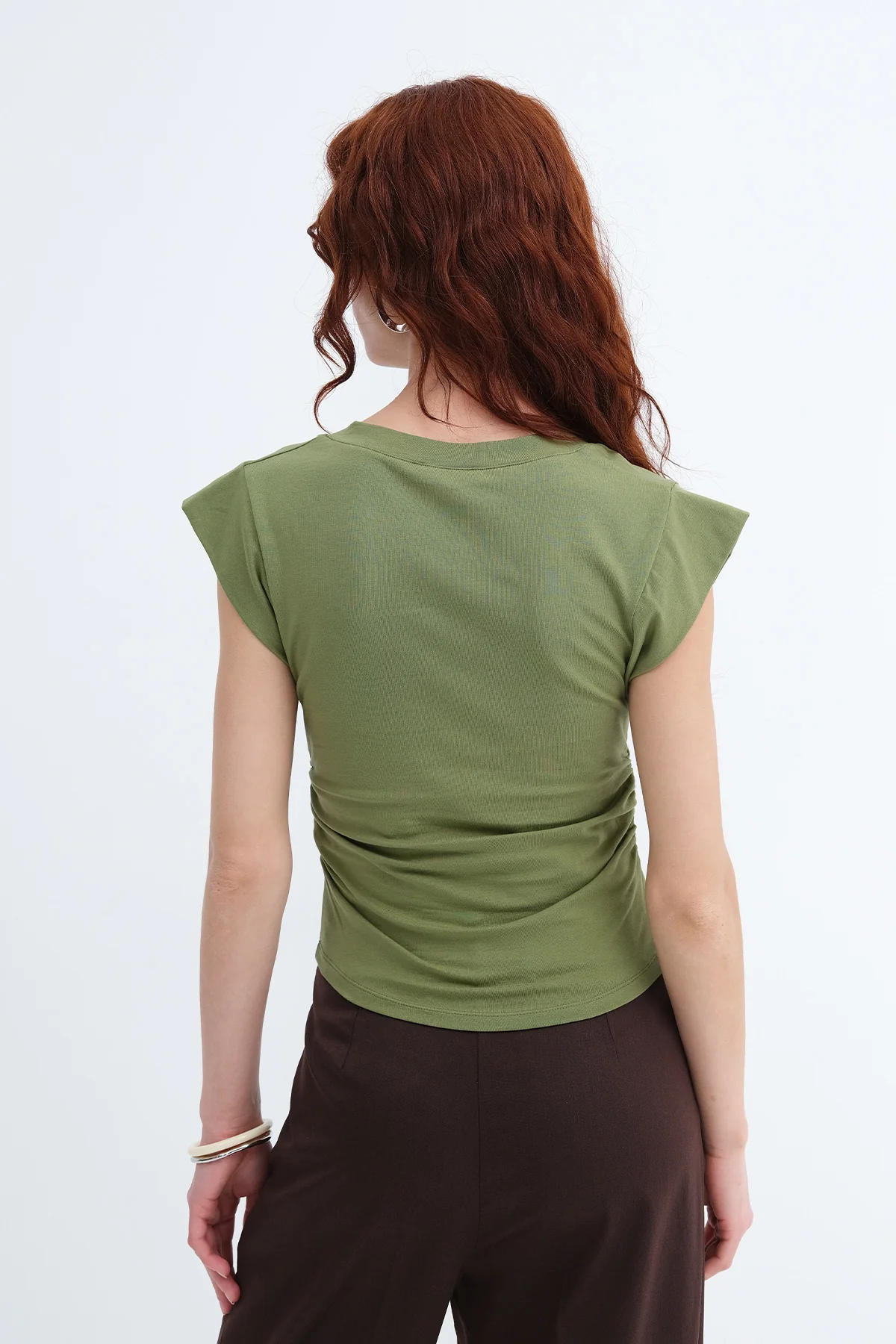 Gathered Sides V-Neck T-Shirt - Image 9