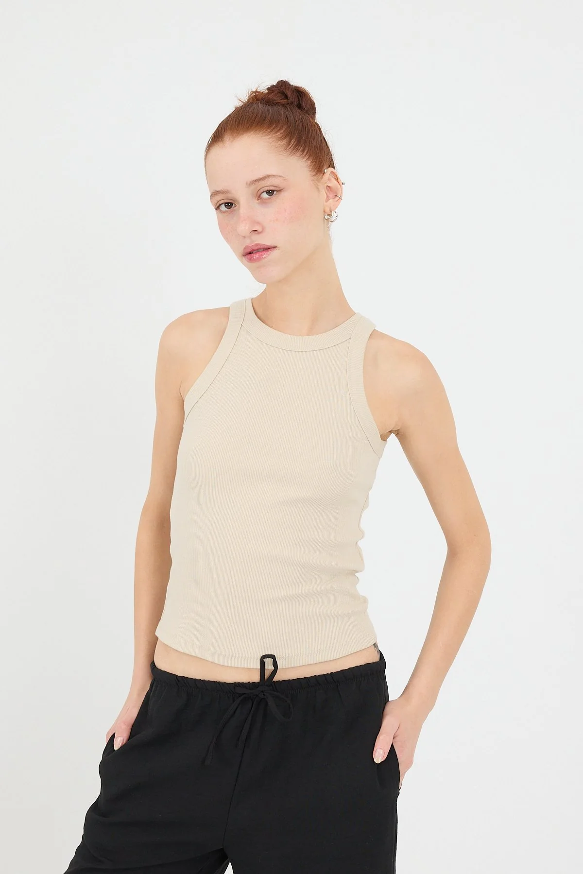 Halter Neck Top With Ribbed - Image 37