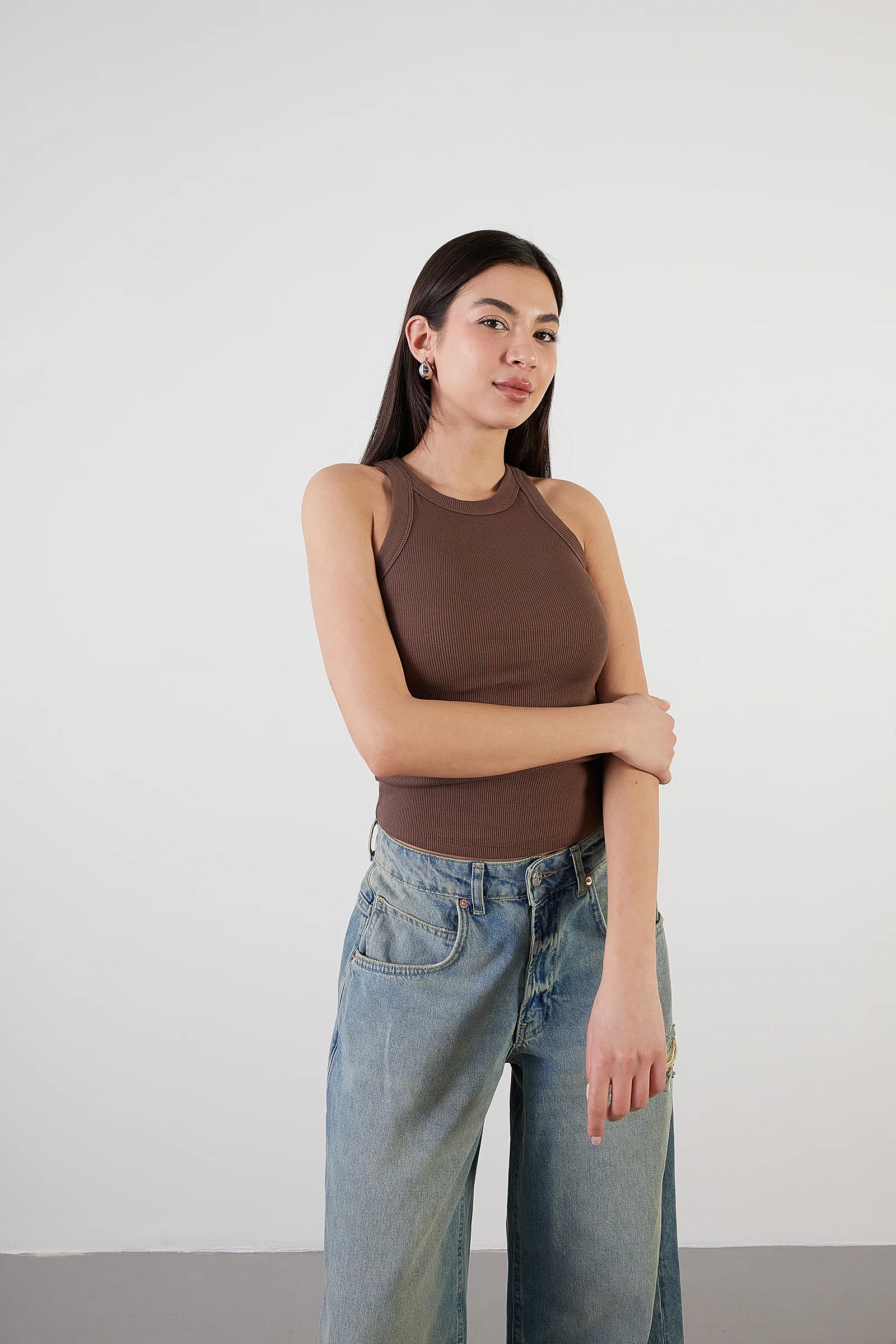 Halter Neck Top With Ribbed - Image 61