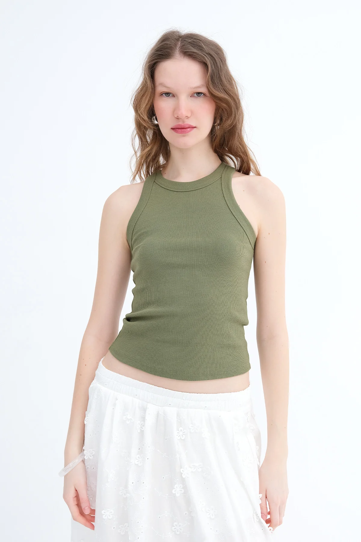 Halter Neck Top With Ribbed - Image 7