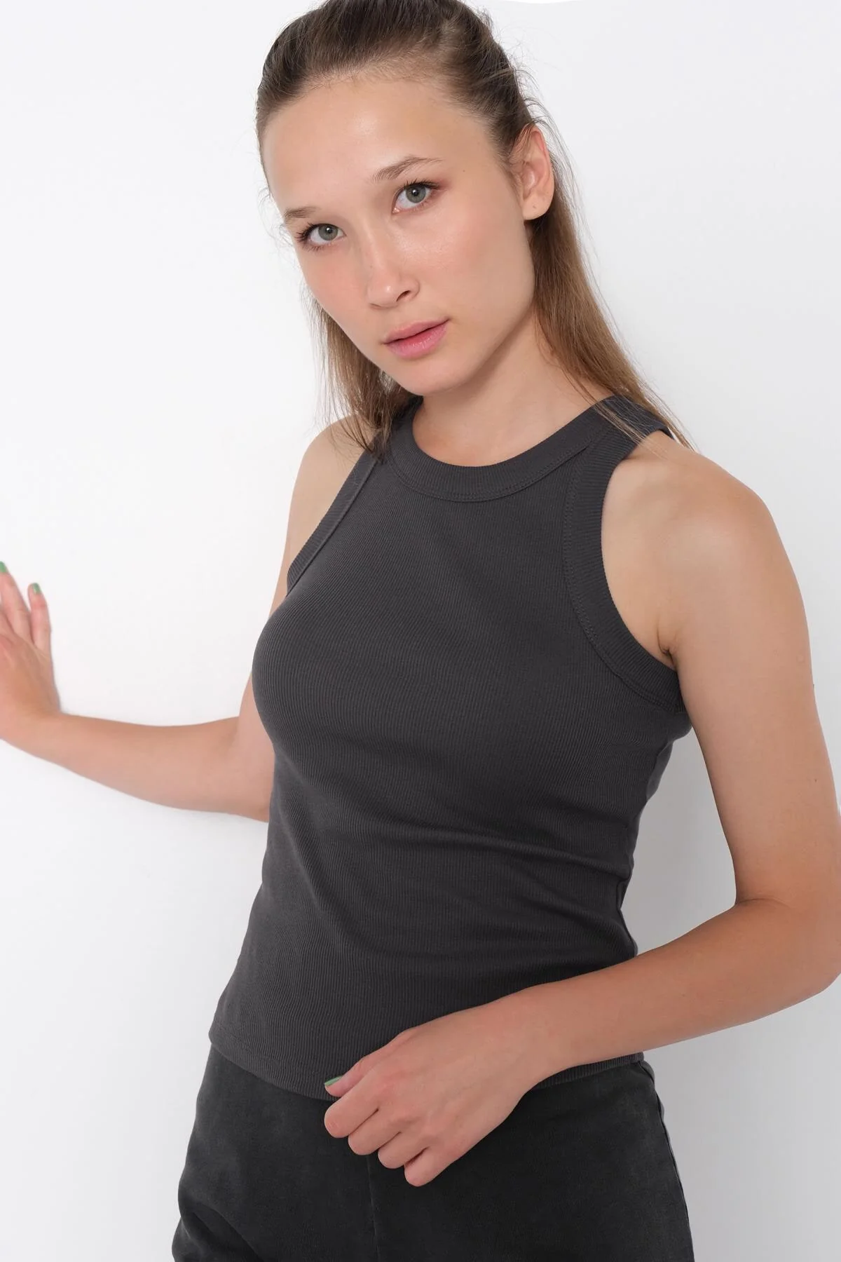 Halter Neck Top With Ribbed - Image 87
