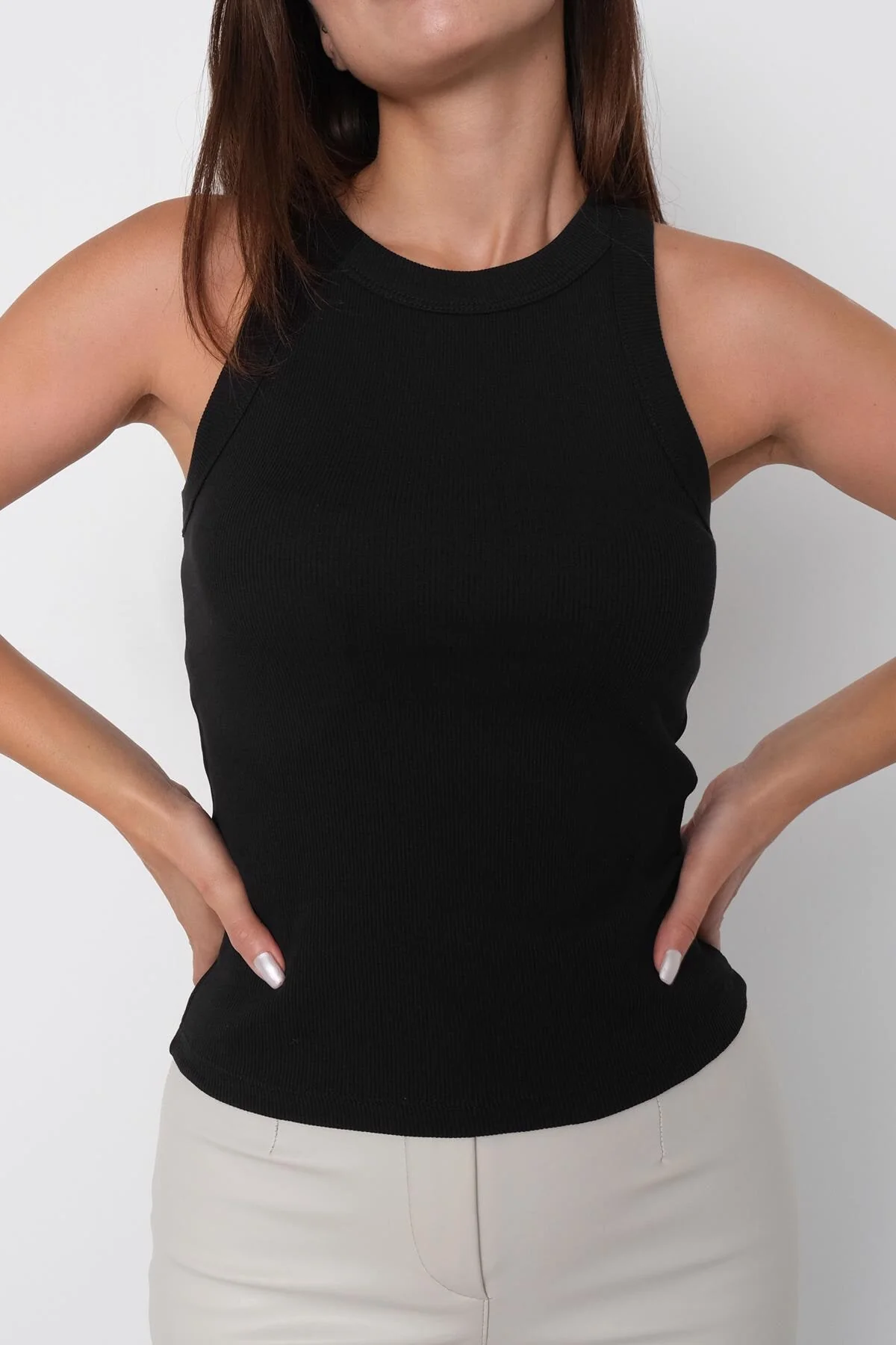 Halter Neck Top With Ribbed - Image 95