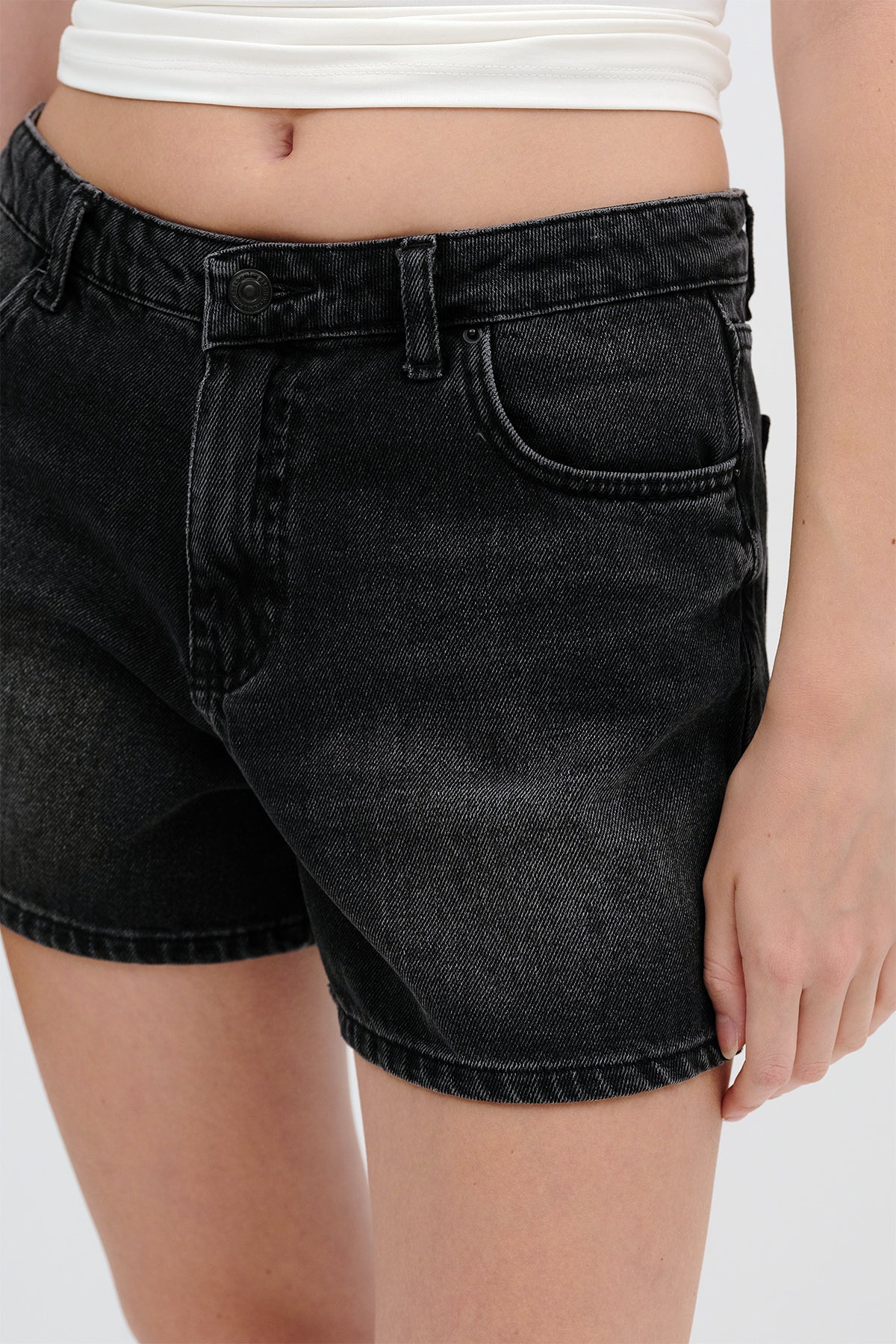 High Waist Denim Shorts - Image 3