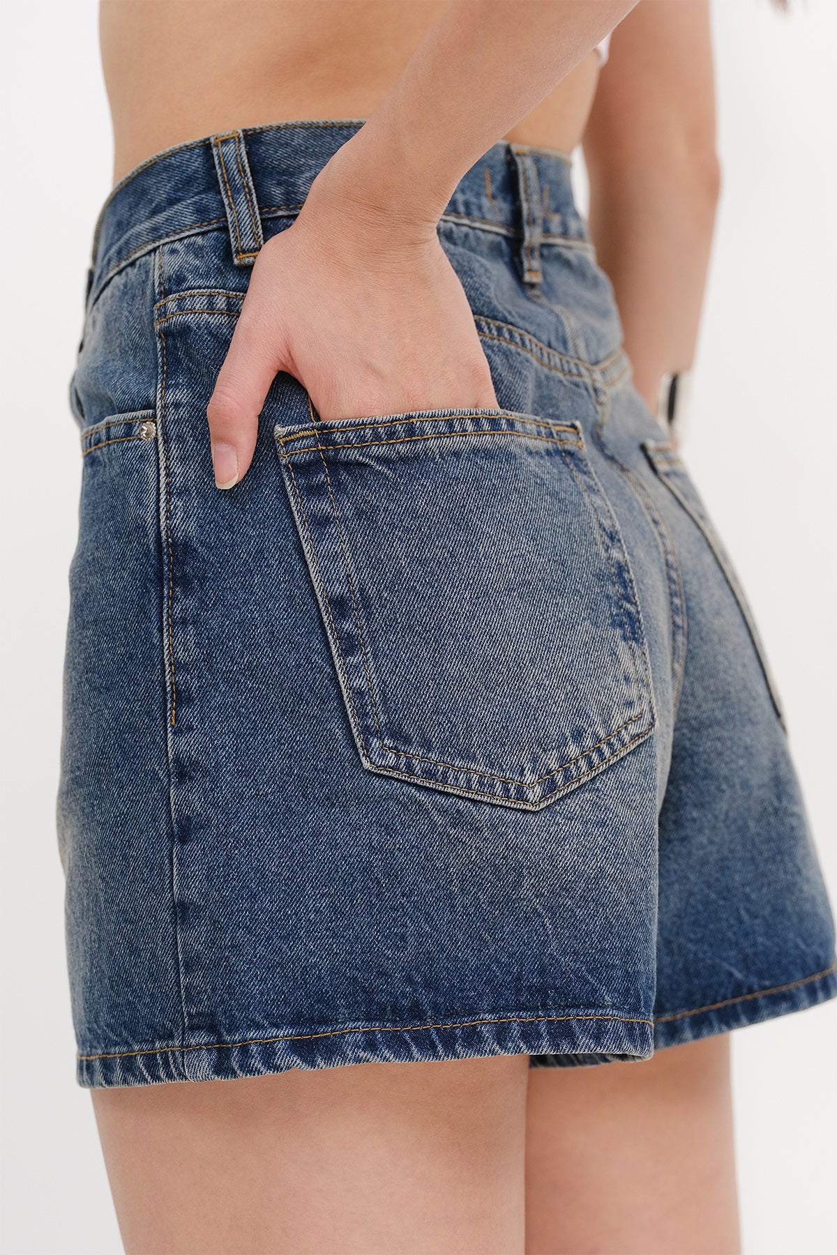 High Waist Denim Shorts - Image 3