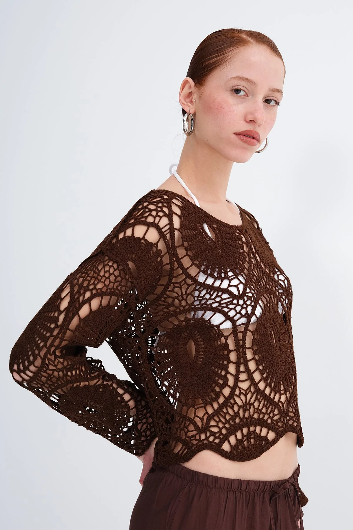 Lace Detailed Blouse With Round Neck - Image 7