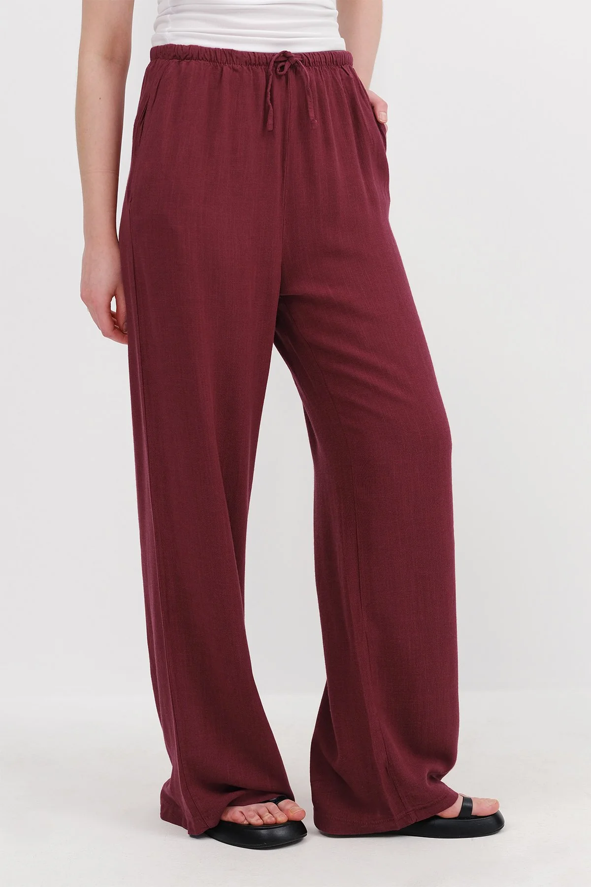 Linen-Blend Tie-Waist Wide Leg Pants - Image 17