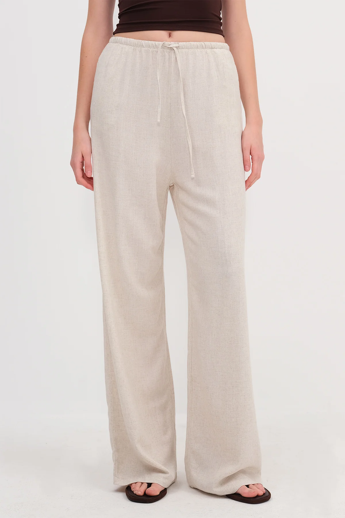 Linen-Blend Tie-Waist Wide Leg Pants - Image 24