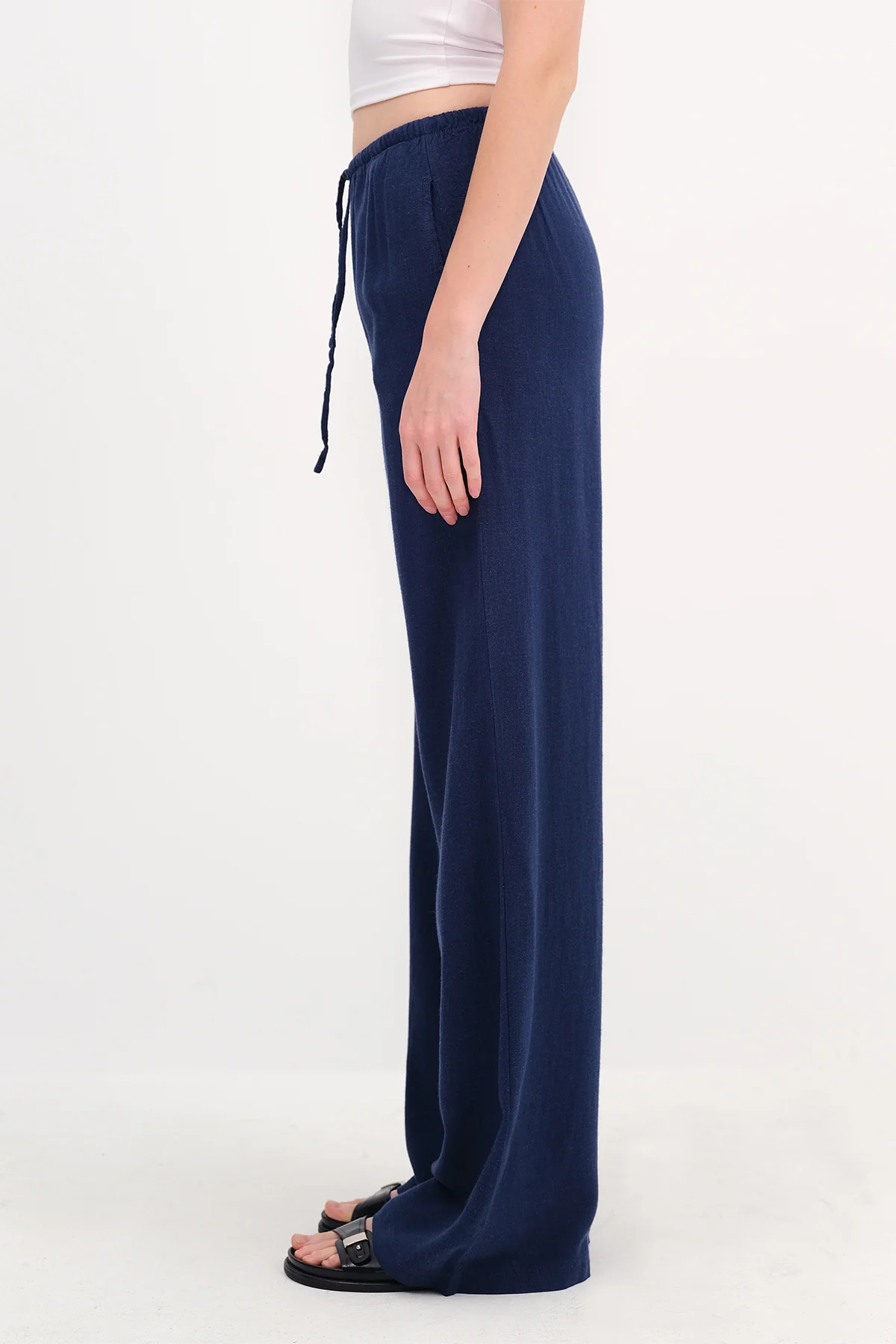 Linen-Blend Tie-Waist Wide Leg Pants - Image 34