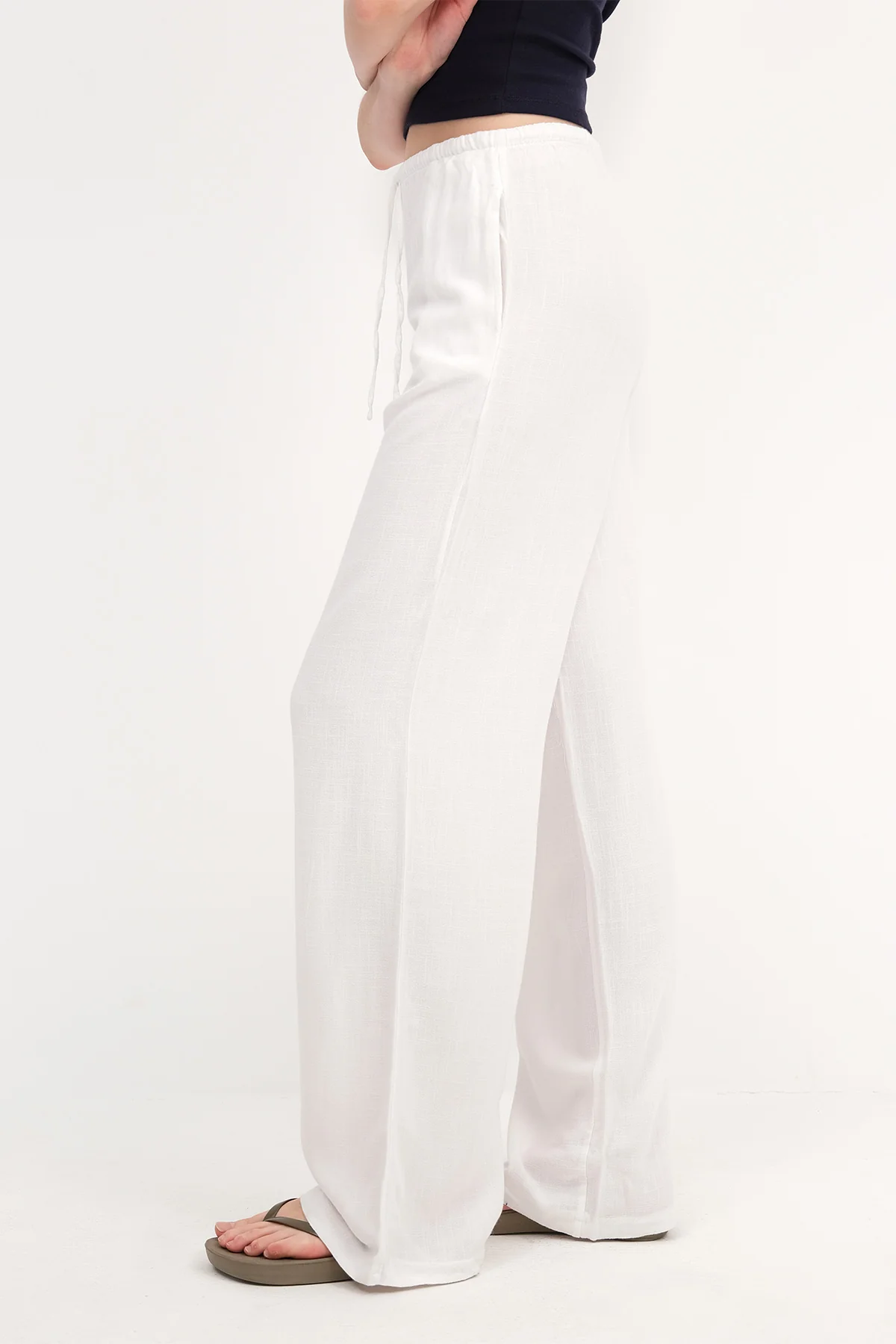 Linen-Blend Tie-Waist Wide Leg Pants - Image 40