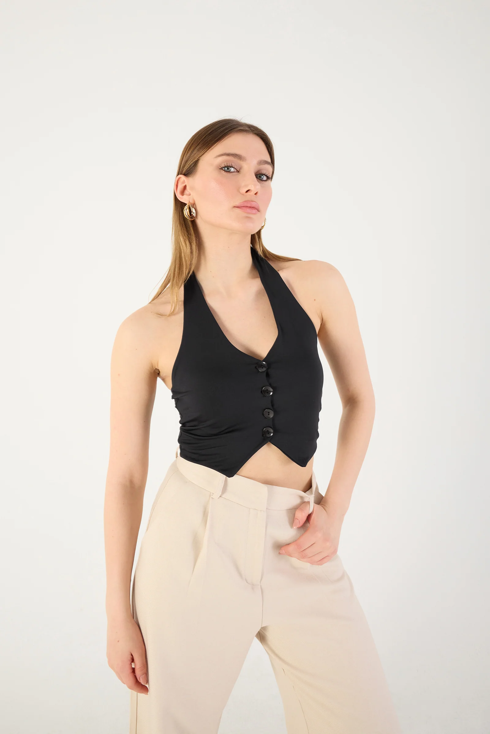 Neck Buttoned Vest - Image 14