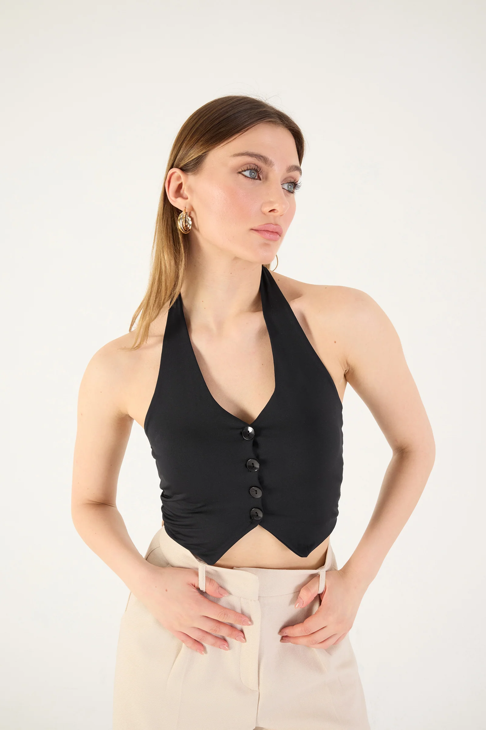 Neck Buttoned Vest - Image 16