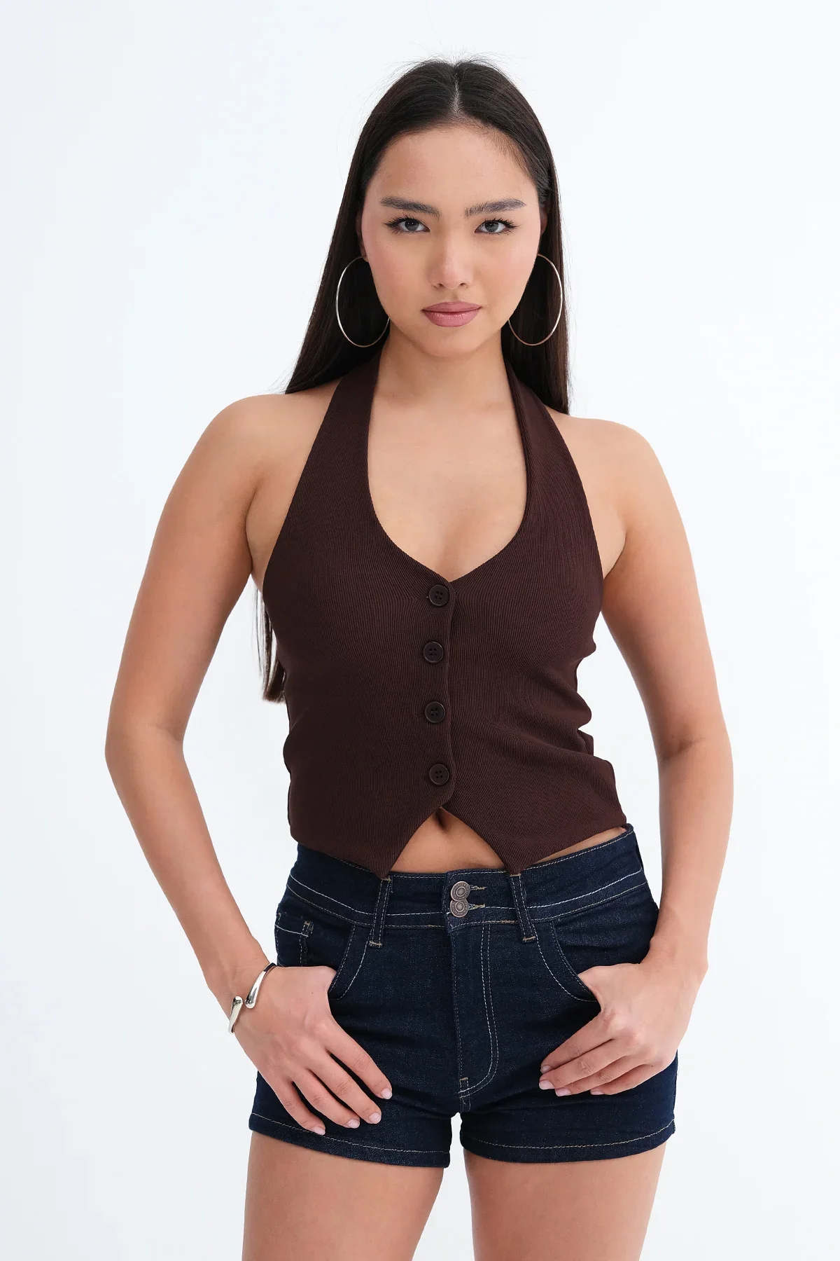 Neck Buttoned Vest - Image 24