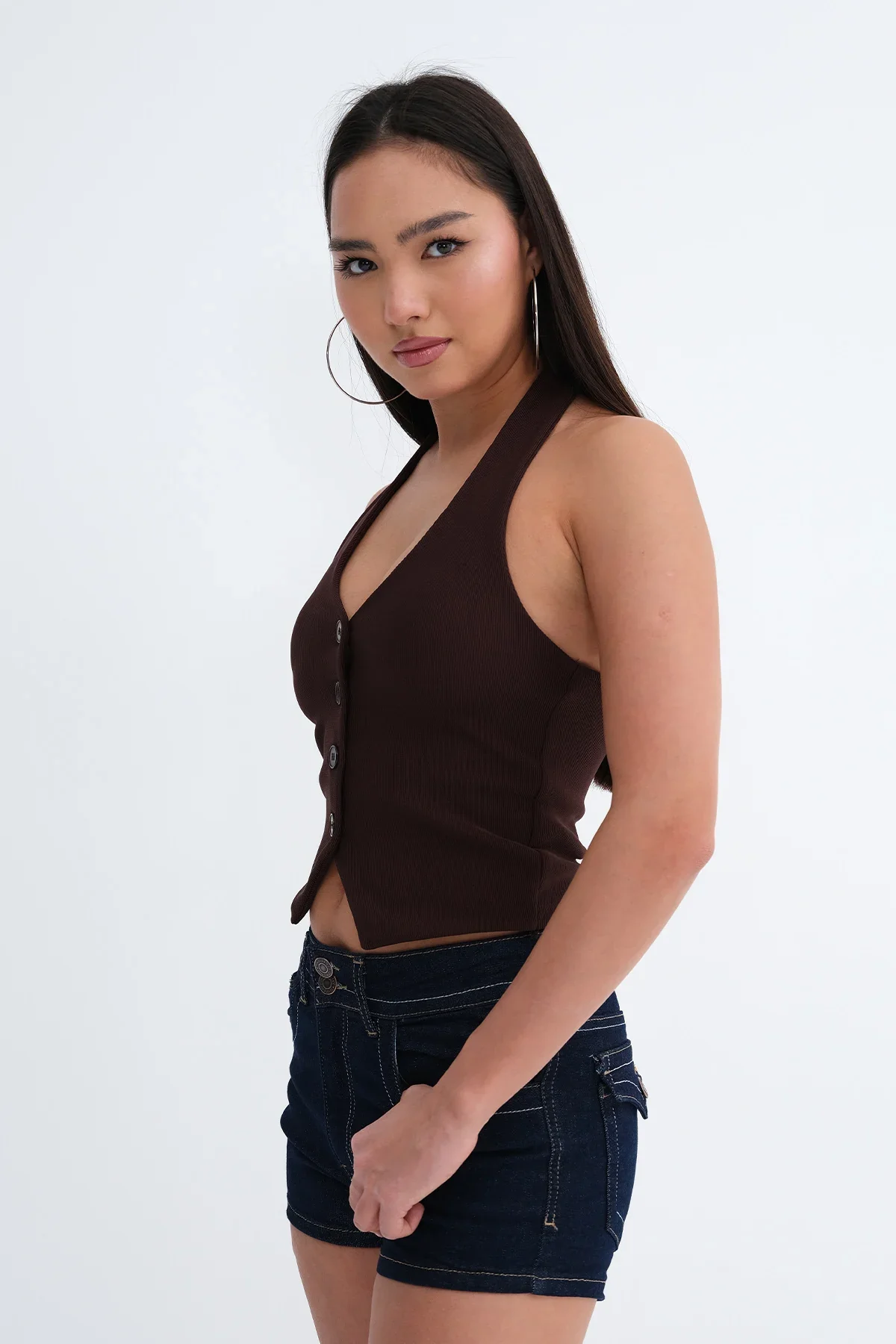 Neck Buttoned Vest - Image 27