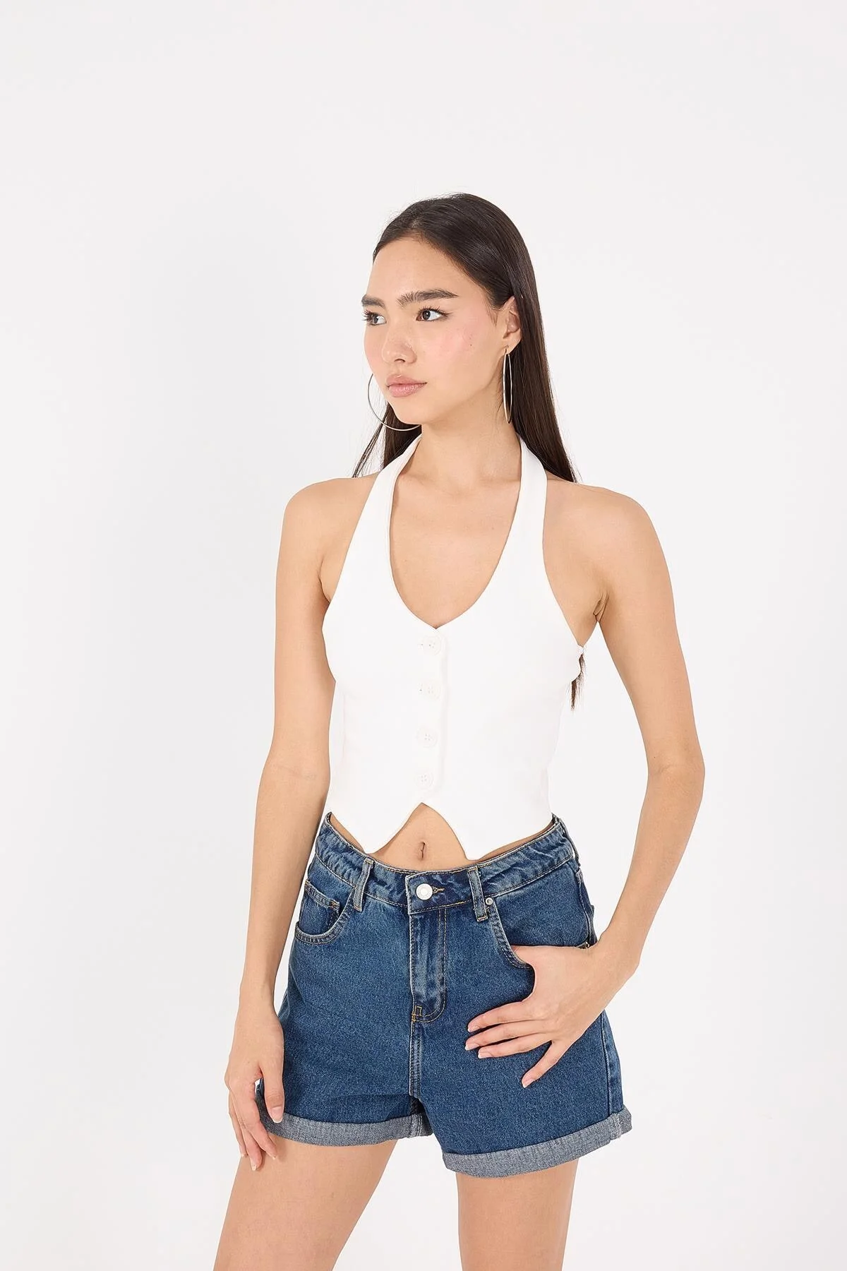 Neck Buttoned Vest - Image 3