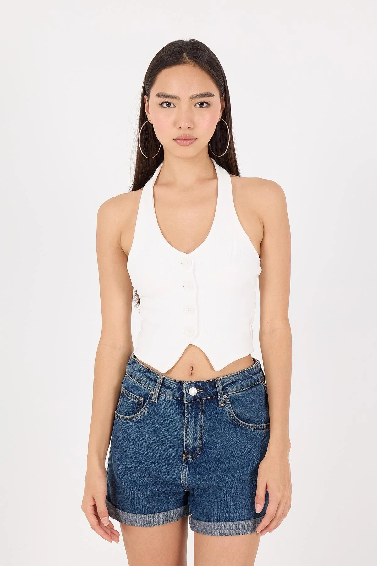 Neck Buttoned Vest - Image 5