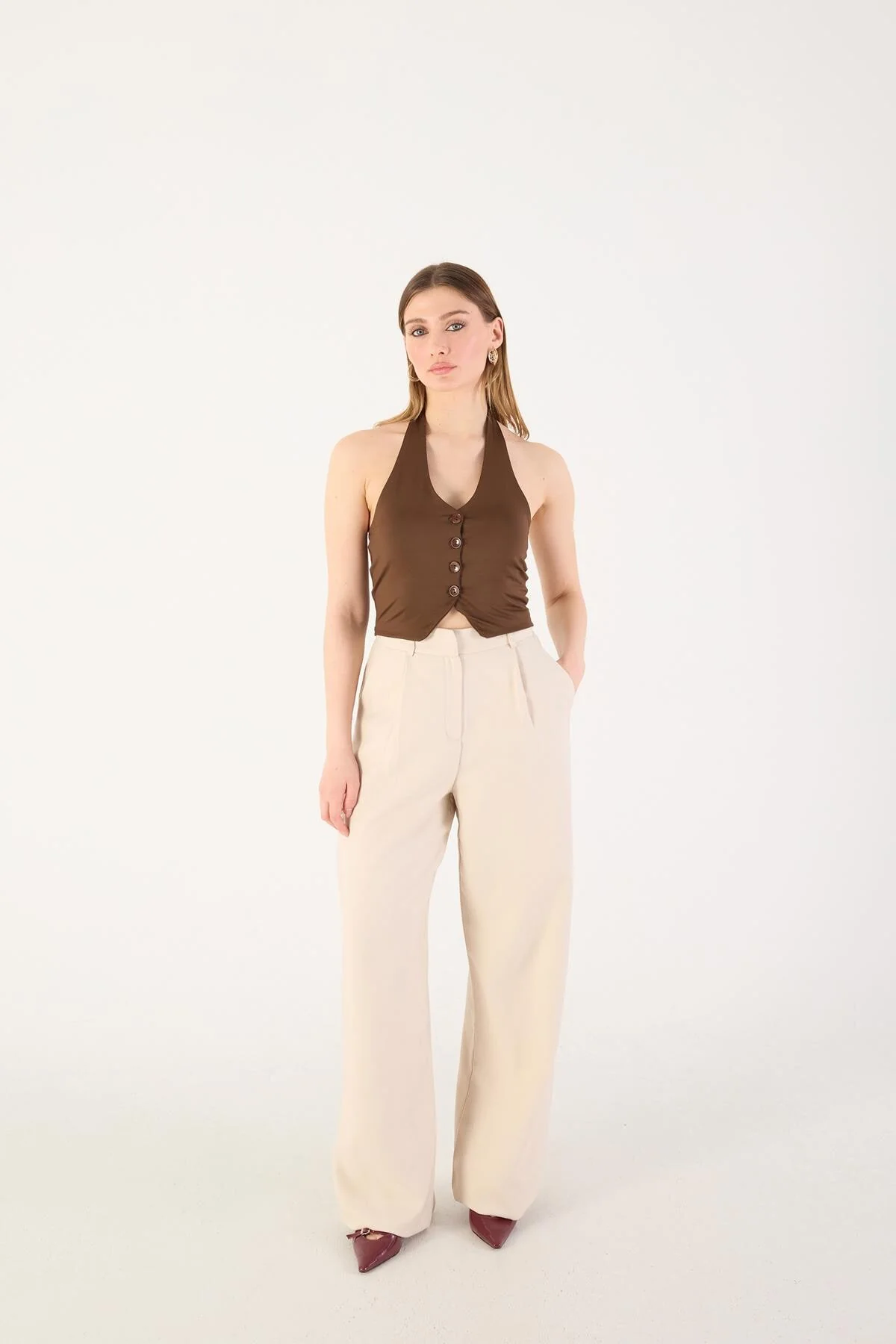 Neck Buttoned Vest - Image 8