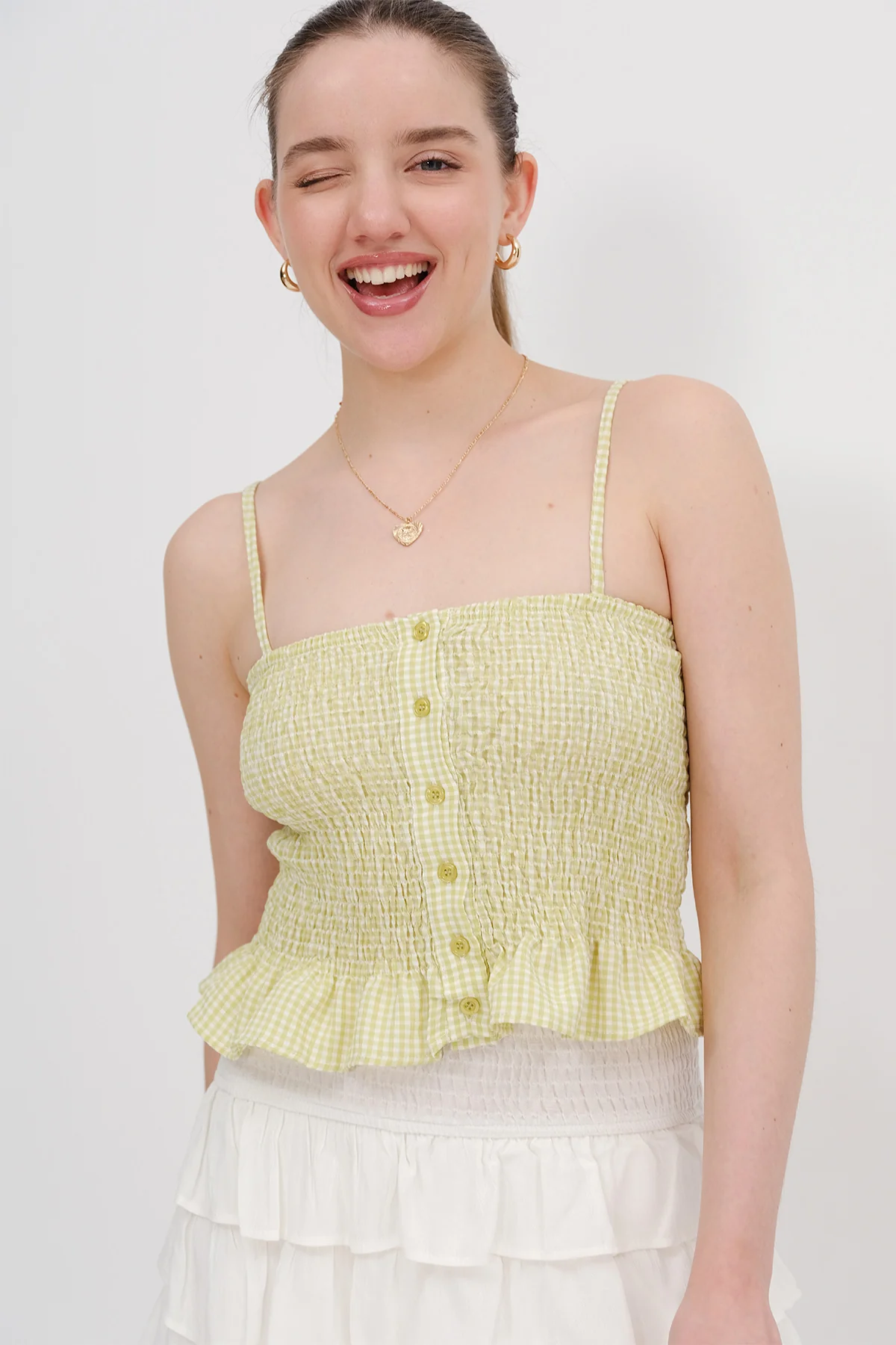Patterned Button-Up Blouse - Image 7