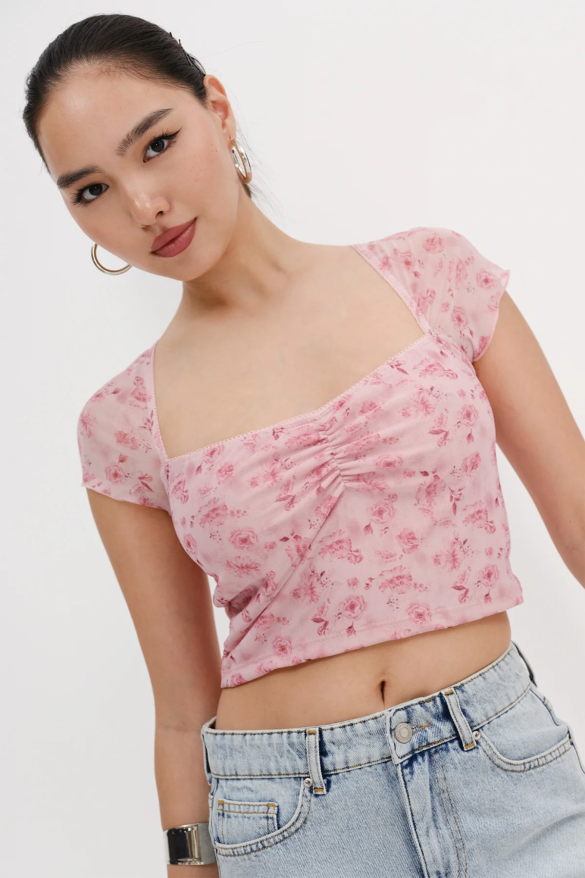 Patterned Crop Blouse - Image 7